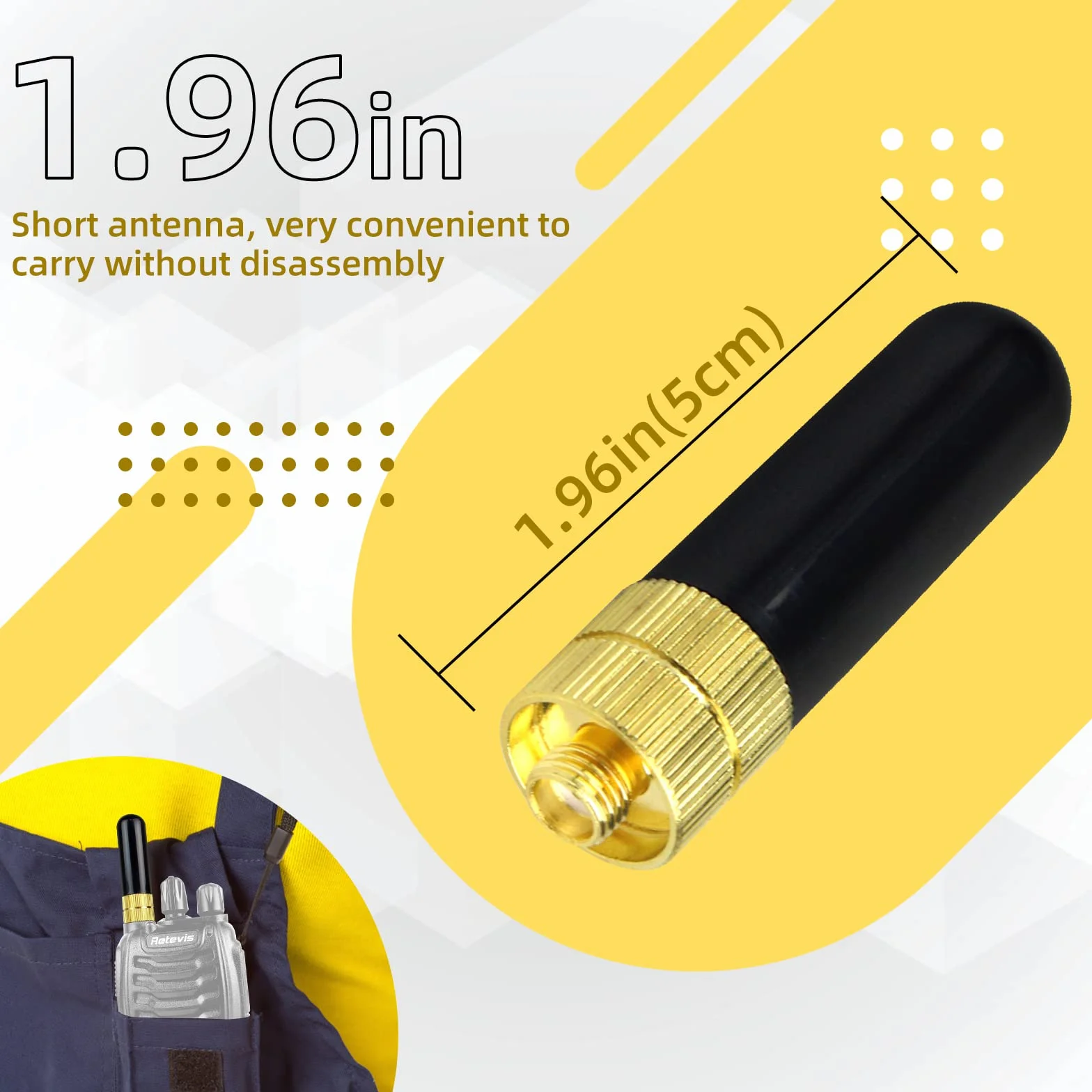 Retevis RT805S Walkie Talkie Antenna Corta SMA-F Doppia Banda UHF VHF Compatibile con Baofeng UV-5R BF-888S