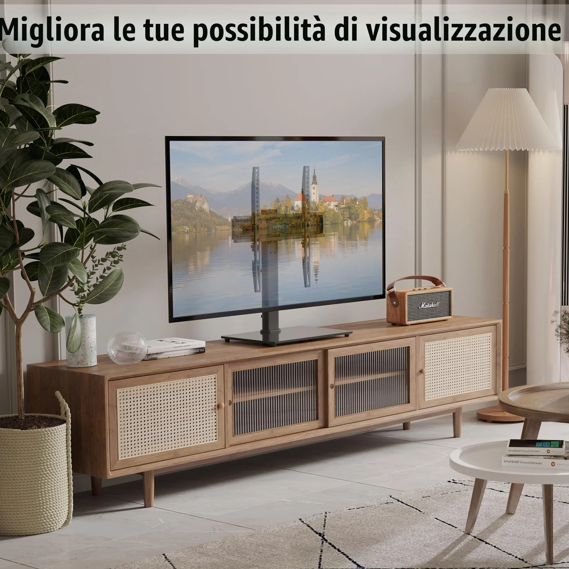 BONTEC Supporto da Tavolo per TV 24-60 Pollici Altezza Regolabile Girevole VESA 400x400 mm 45 kg