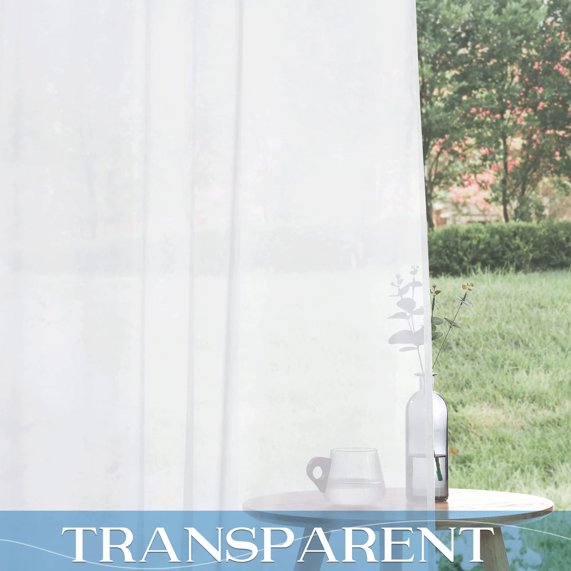 PONY DANCE Tende Bianche per Esterno Impermeabili 2 Pezzi L137 x A213 CM Tende da Sole per Esterno con Passanti Adesivi Voile Curtains Trasparenti per Balcone