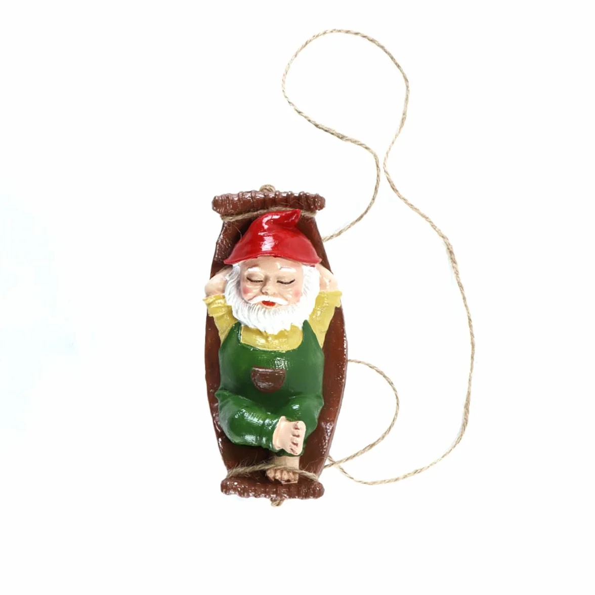 Alide Statua di gnomo da giardino con amaca, decorazione in resina per esterni, impermeabile, ornamento per patio, cortile, prato, verde, 7 x 8,5 x 14 cm