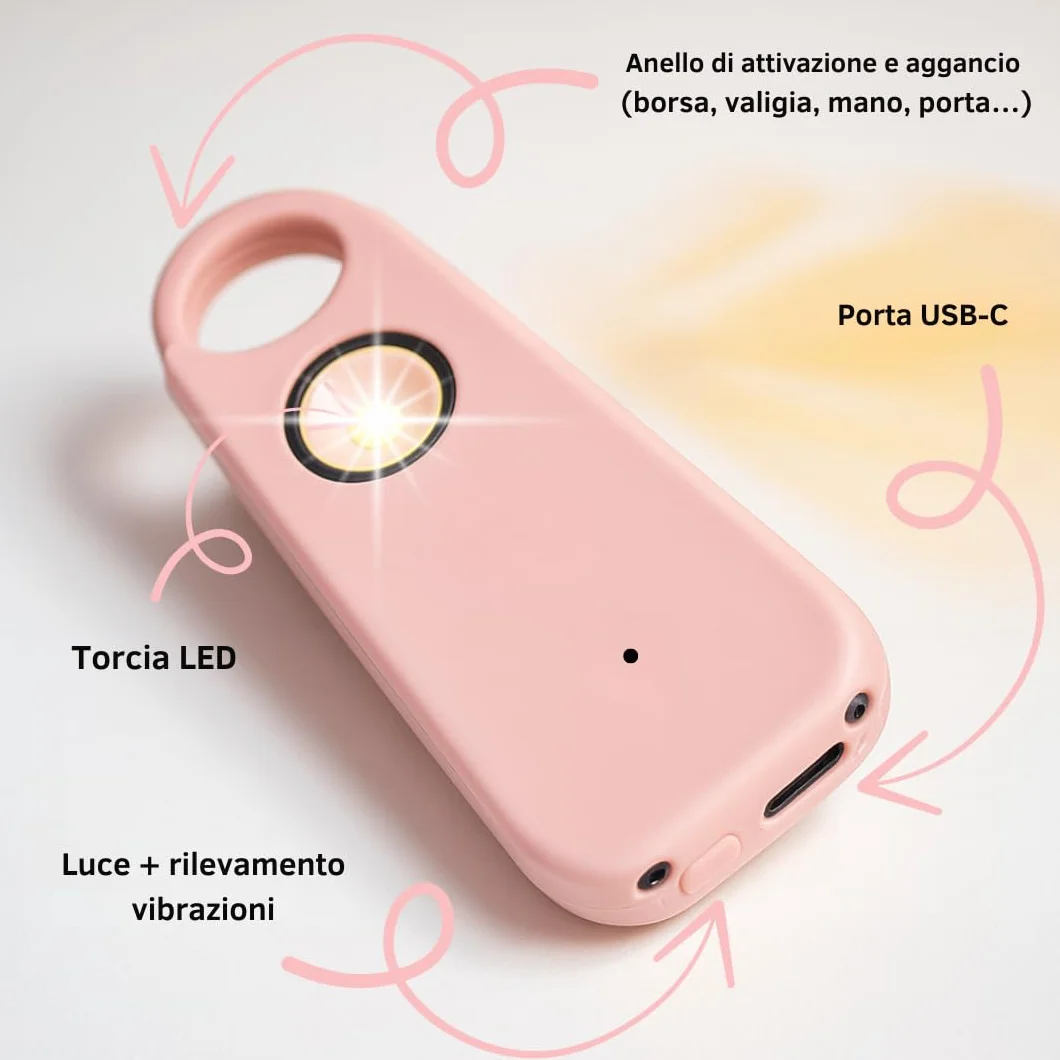 VOLTEK Zestaw alarmowy osobisty z gwizdkiem, 135 dB, USB-C, czarny
