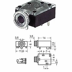 PRESA JACK 3.5 STEREO DA PANNELLO DOPPIO INTERRUTTORE