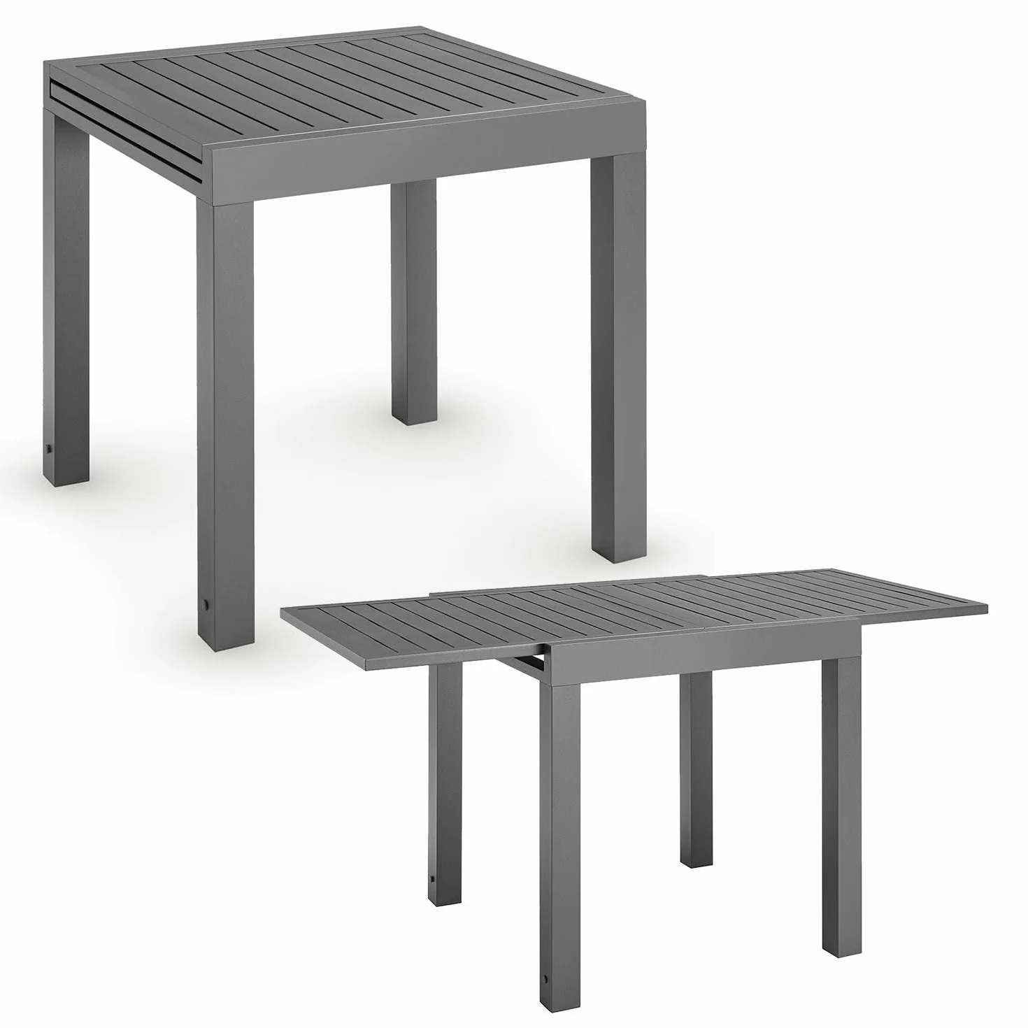 Juskys tavolino da giardino Laki allungabile da 70x70 cm – Tavolo in alluminio – Grande piano – Antracite