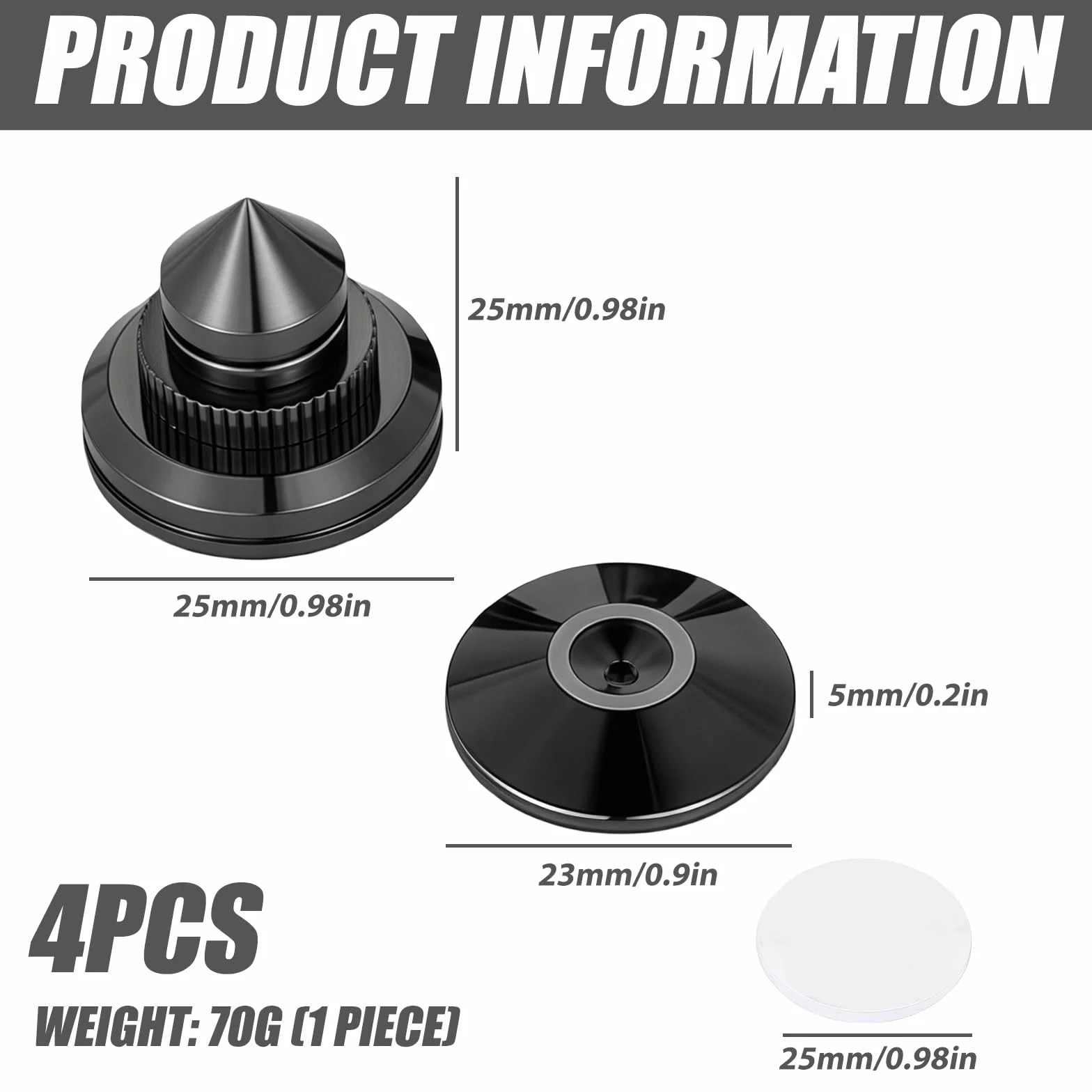 Punte per subwoofer altoparlante antiscivolo 8 tappetini 4 cuscinetti supporto anti-vibrazione HiFi