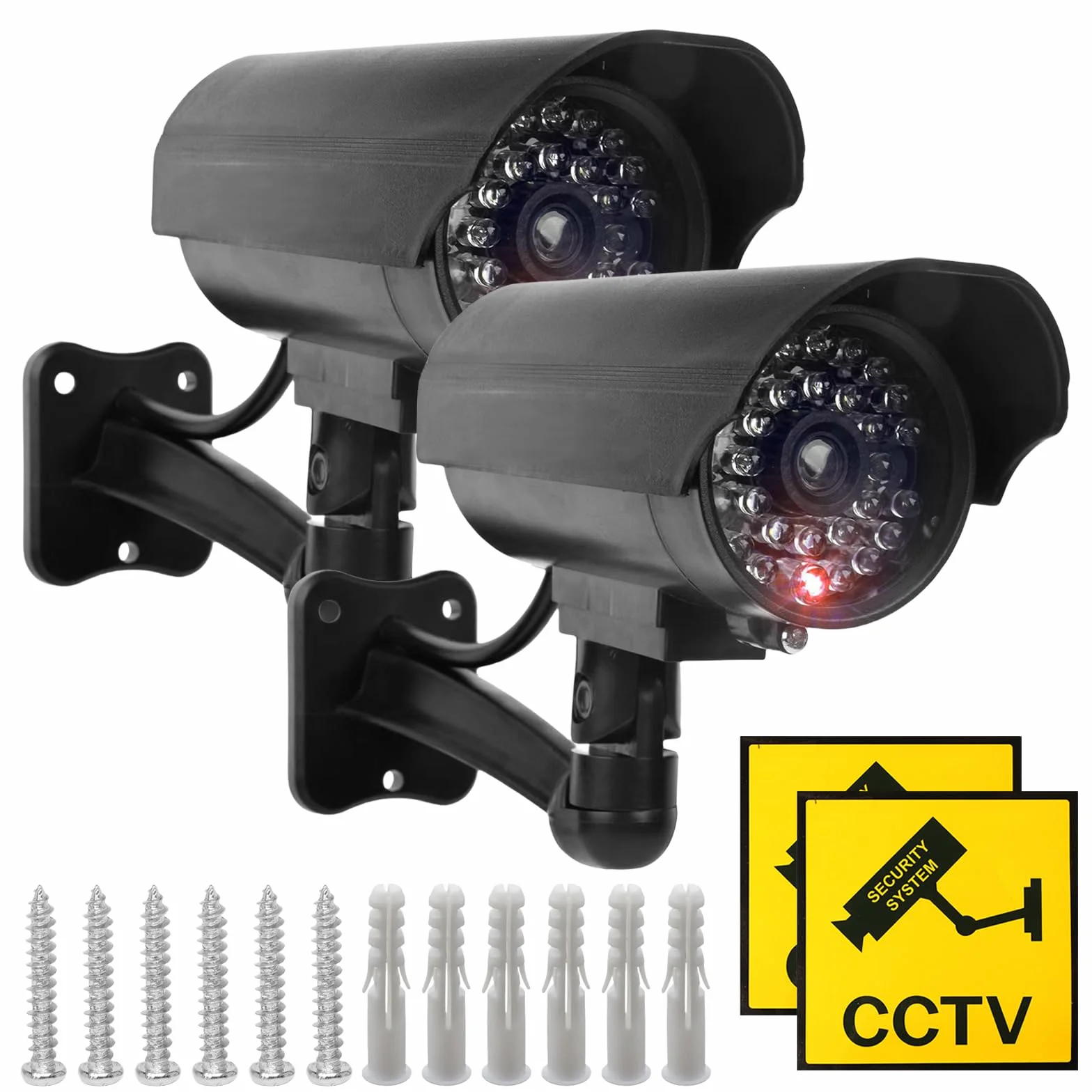 Sporgo Telecamera Finta 2 Pezzi Dummy Esterna Luce LED Rossa Lampeggiante