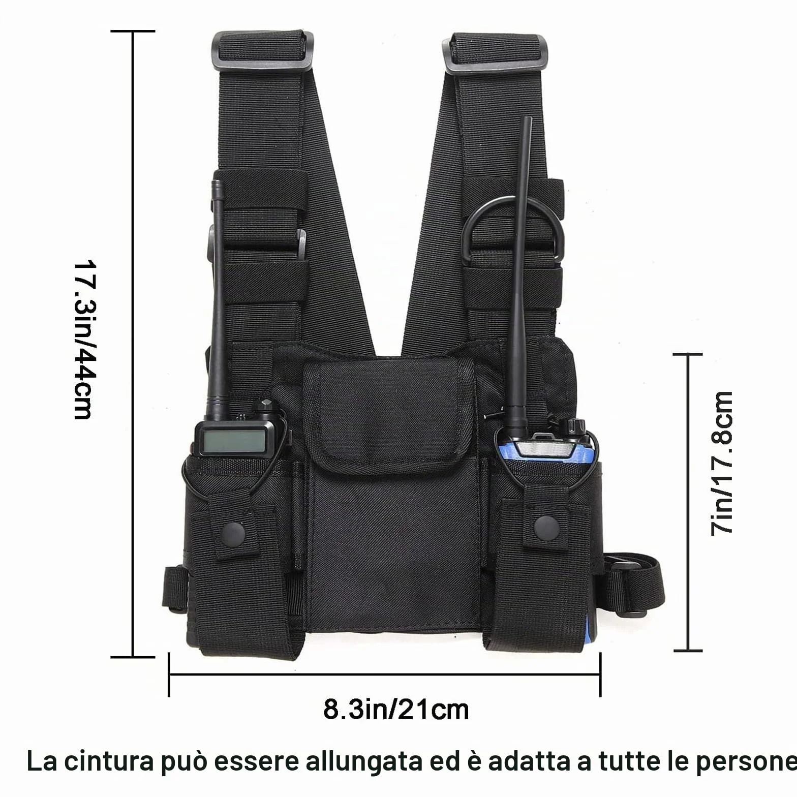 GAESHOW Walkie-Talkie Borsa a Tracolla Regolabile, Chest Pack Universale Mani Libere per Radio