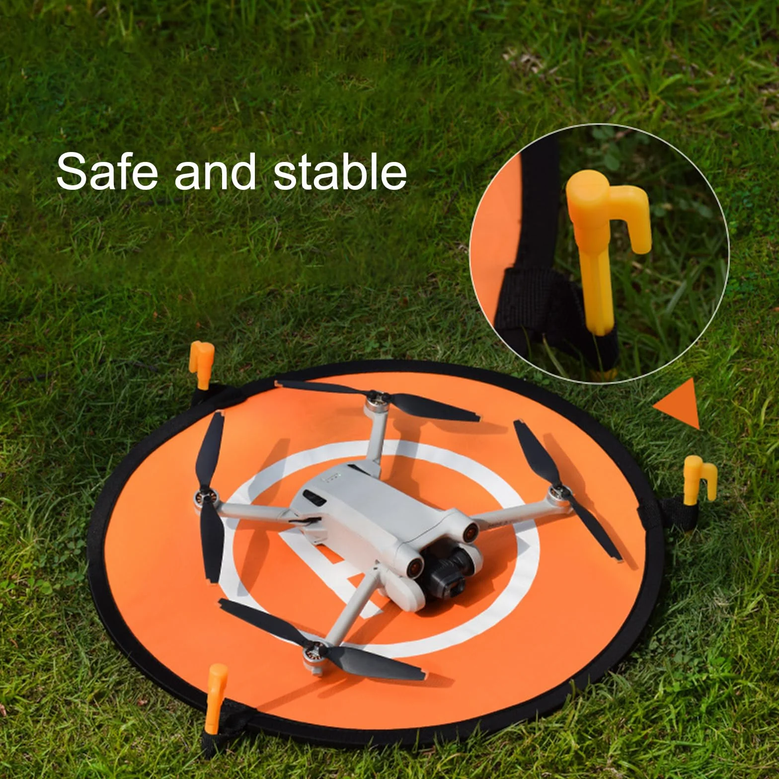 Helipad Dronepad, Drone Landing Pad, Pieghevole, Tappeto di Atterraggio, Arancione, Diametro 55cm, con Borsa