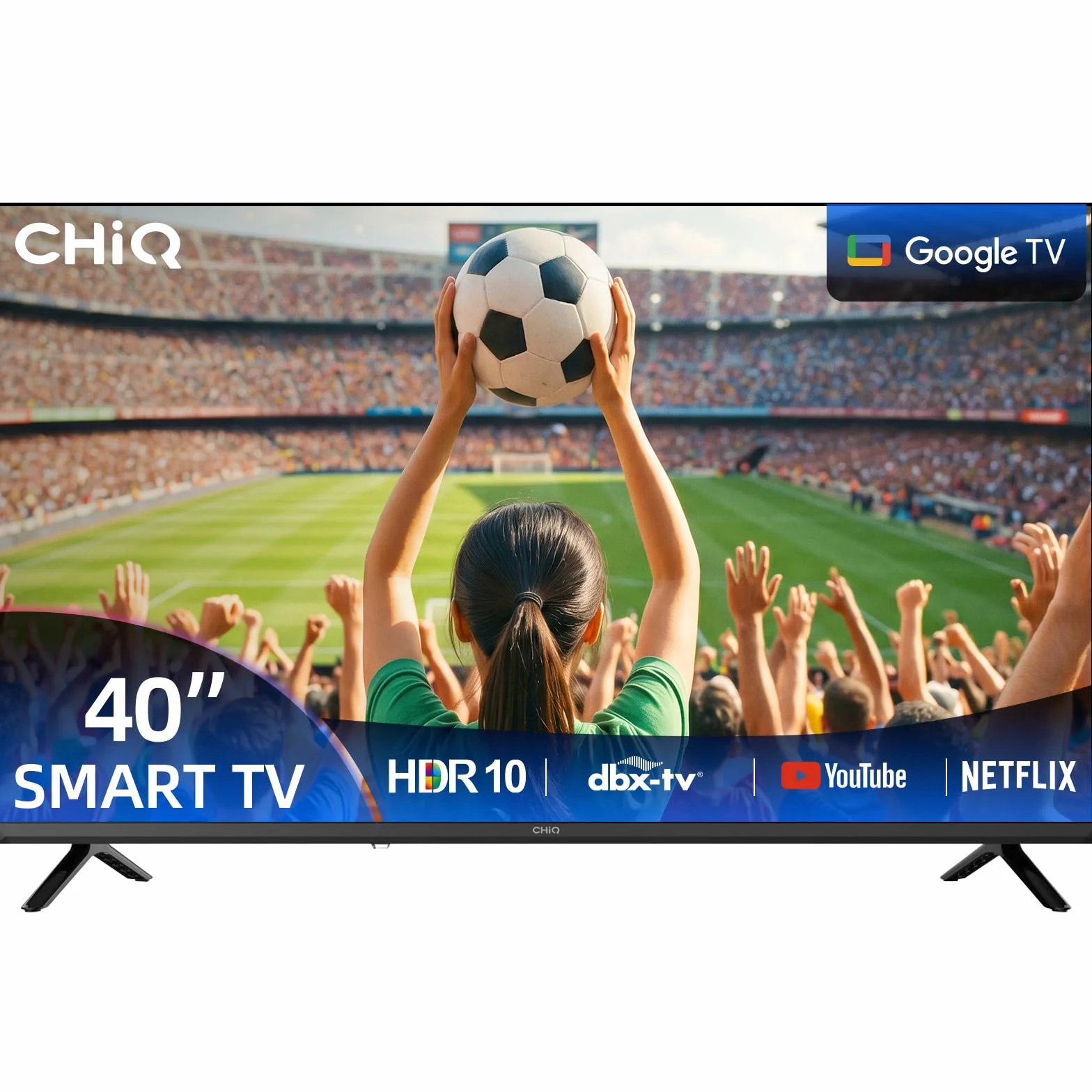 CHiQ L40FT 40" (100 cm) Full HD Smart TV, HDR10, Google TV, Dolby Audio, Chromecast, Triplo Tuner DVB-C/T/T2/S/S2