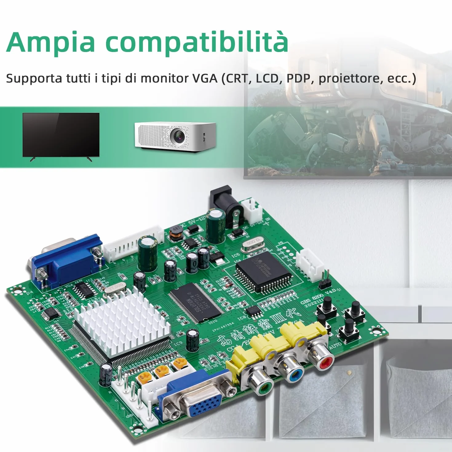 Mcbazel Scheda di conversione video RGB/CGA/EGA a VGA HD Arcade Game per monitor da gioco