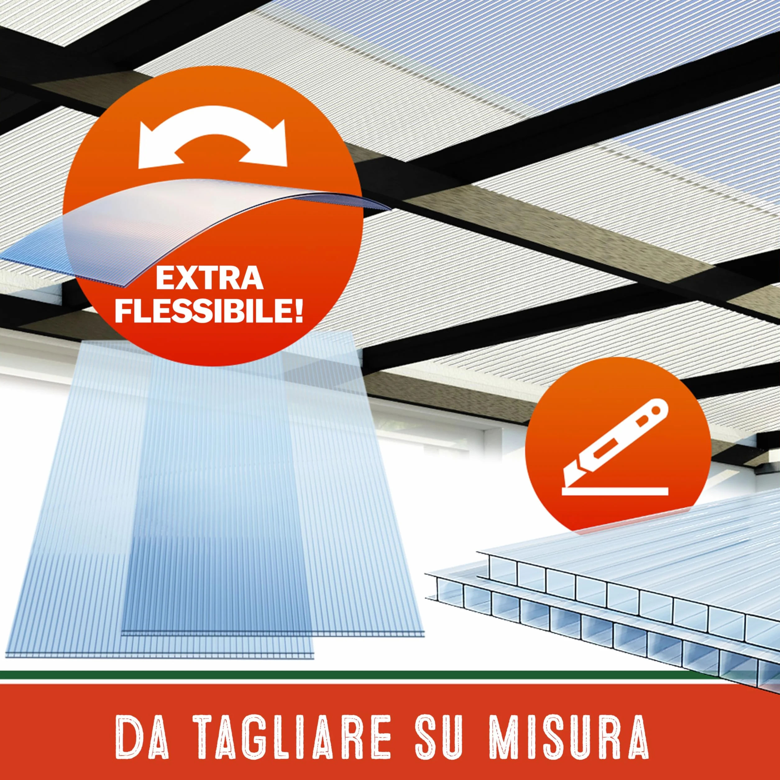 GARDEBRUK® 14 Fogli Policarbonato Alveolari 4mm 121x60,5cm 10,3m² Pannelli Copertura Tettoia