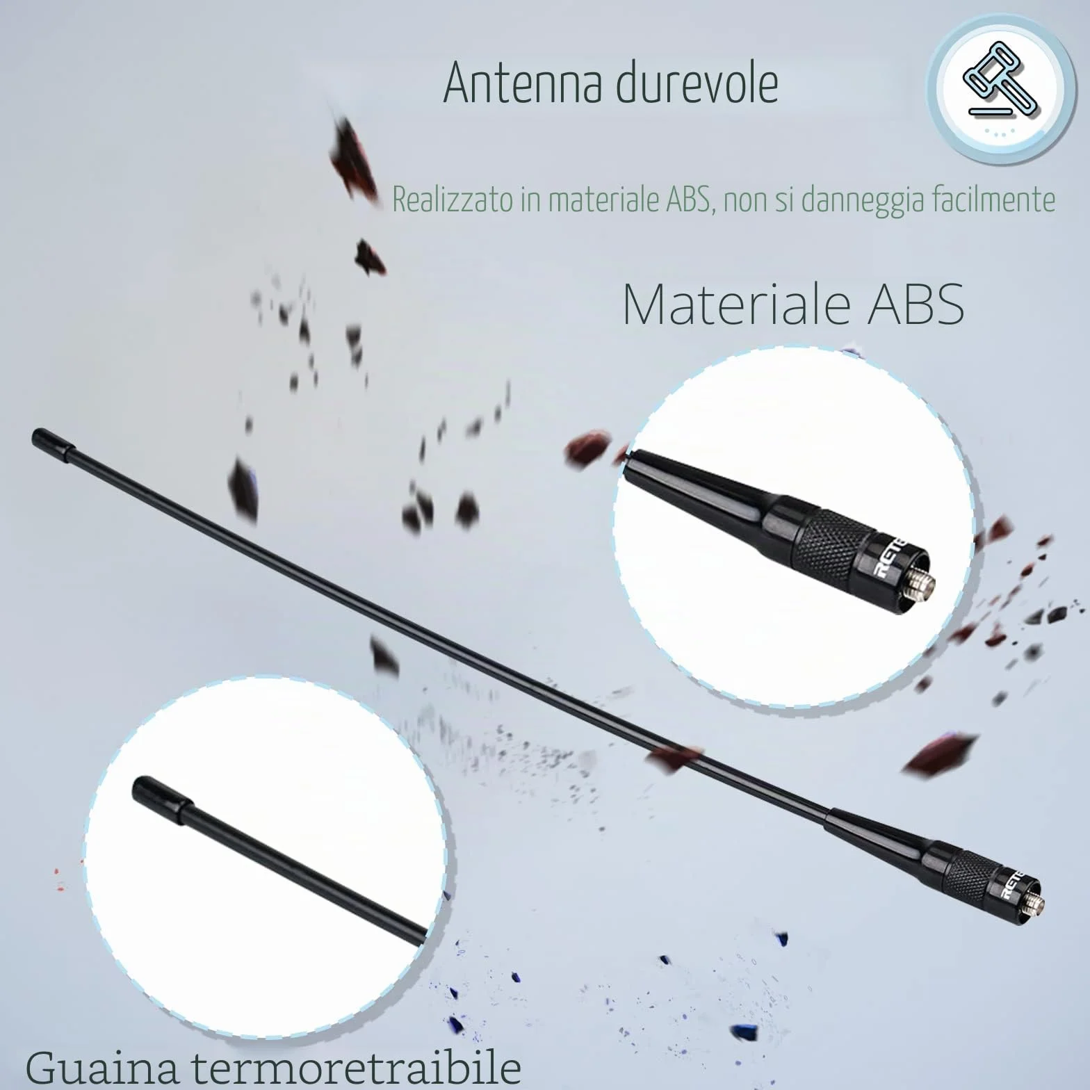 Retevis RHD771 Antenna Ricetrasmittenti Elite Frusta 38CM SMA-F Doppia Banda 144/430 MHz Compatibile con Baofeng UV-5R