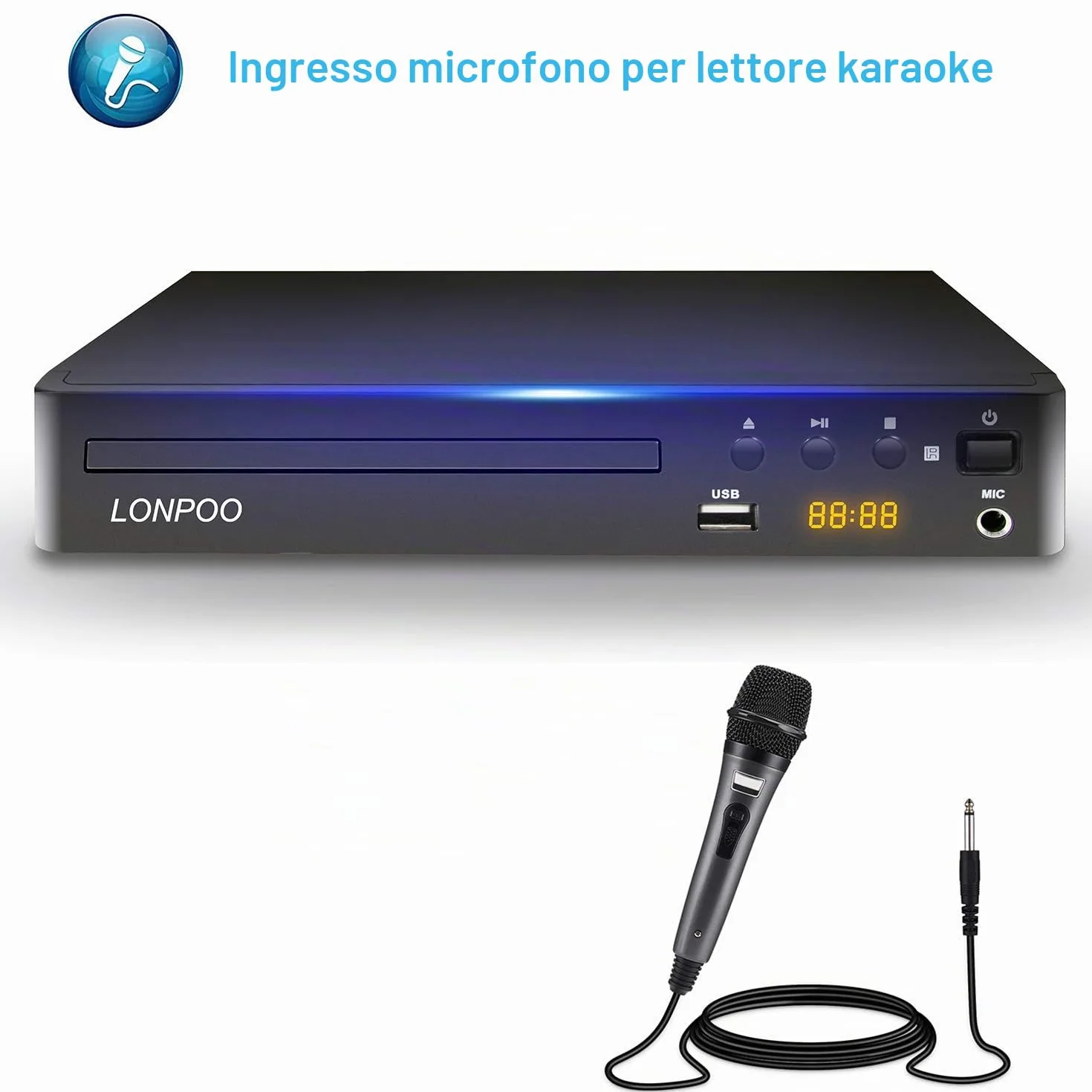 Odtwarzacz HD DVD PAL/NTSC z HDMI, USB, MIC - Wieloregionowy