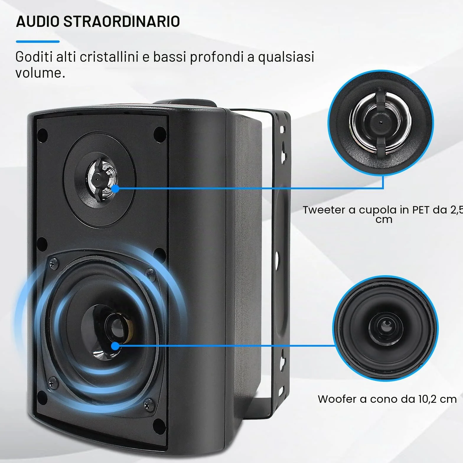 Herdio Altoparlanti da Esterno 4'' 400W Impermeabile 2 Paia Nero