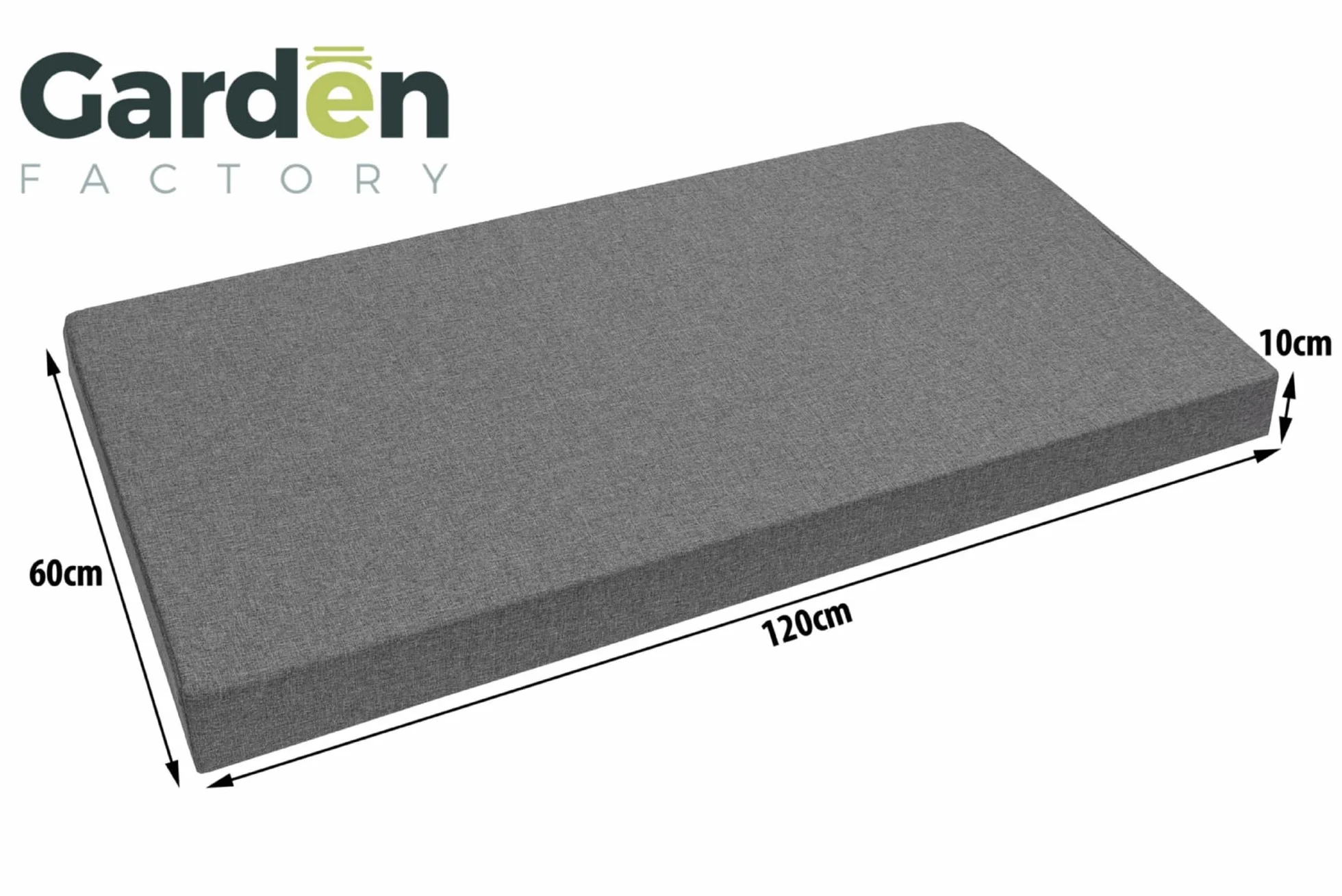 Fodera per cuscino per pallet 120x60x10 Grigio con zip lavabile idrofobo per seduta o schienale