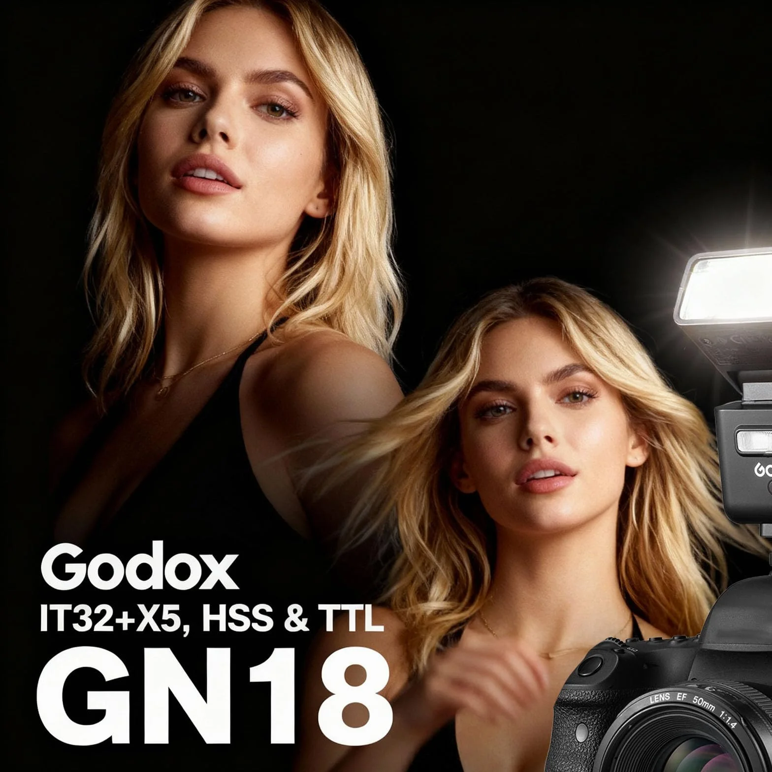 Godox iT32 TTL Flash for Sony, Wireless 2.4GHz HSS 1/8000s Touchscreen LED, Compatible Sony ZV-E10 a7IV a9III a6400 a6700