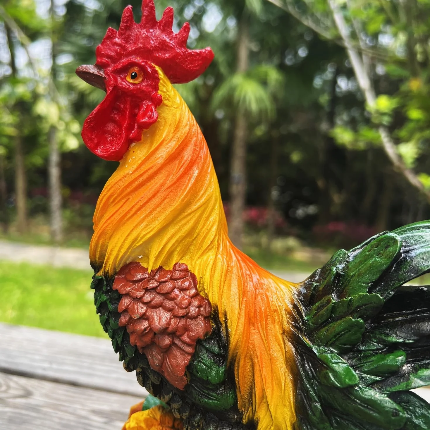 Decorazioni per statue da giardino a forma di gallo, scultura di pollo da cortile, decorazione di animali da fattoria, patio, cucina e ornamenti da prato