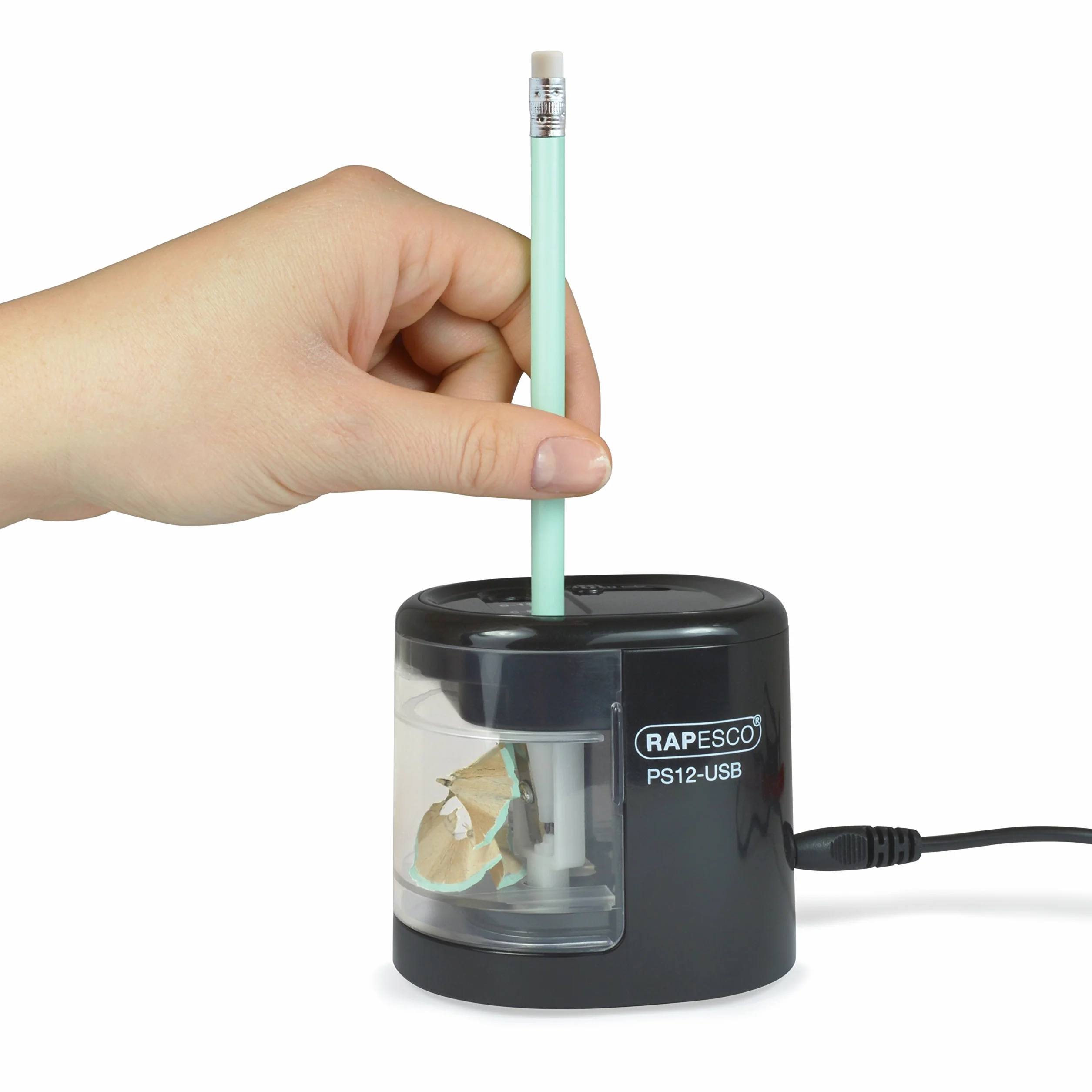 Rapesco 1449 Temperamatite Elettrico Automatico PS12-USB Nero