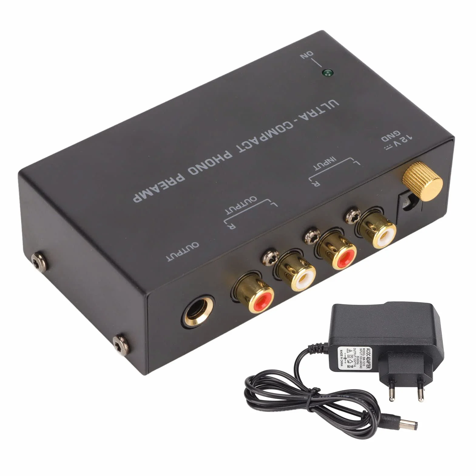 Phono Preamplificatore per Giradischi PP400 Phono Preamp con Controllo Pulsante Input Output Audio Stereo EU