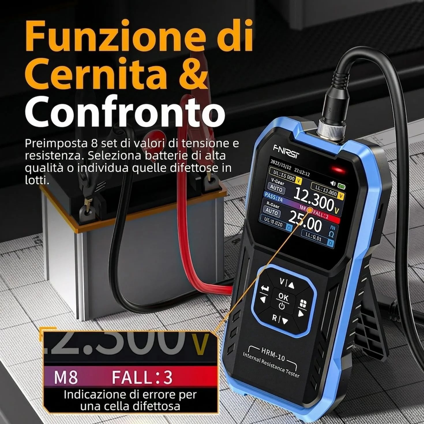 Tester di resistenza interna batteria 100V 200Ω HRM-10 tester digitale tensione batteria Li Lab Zine Bcb