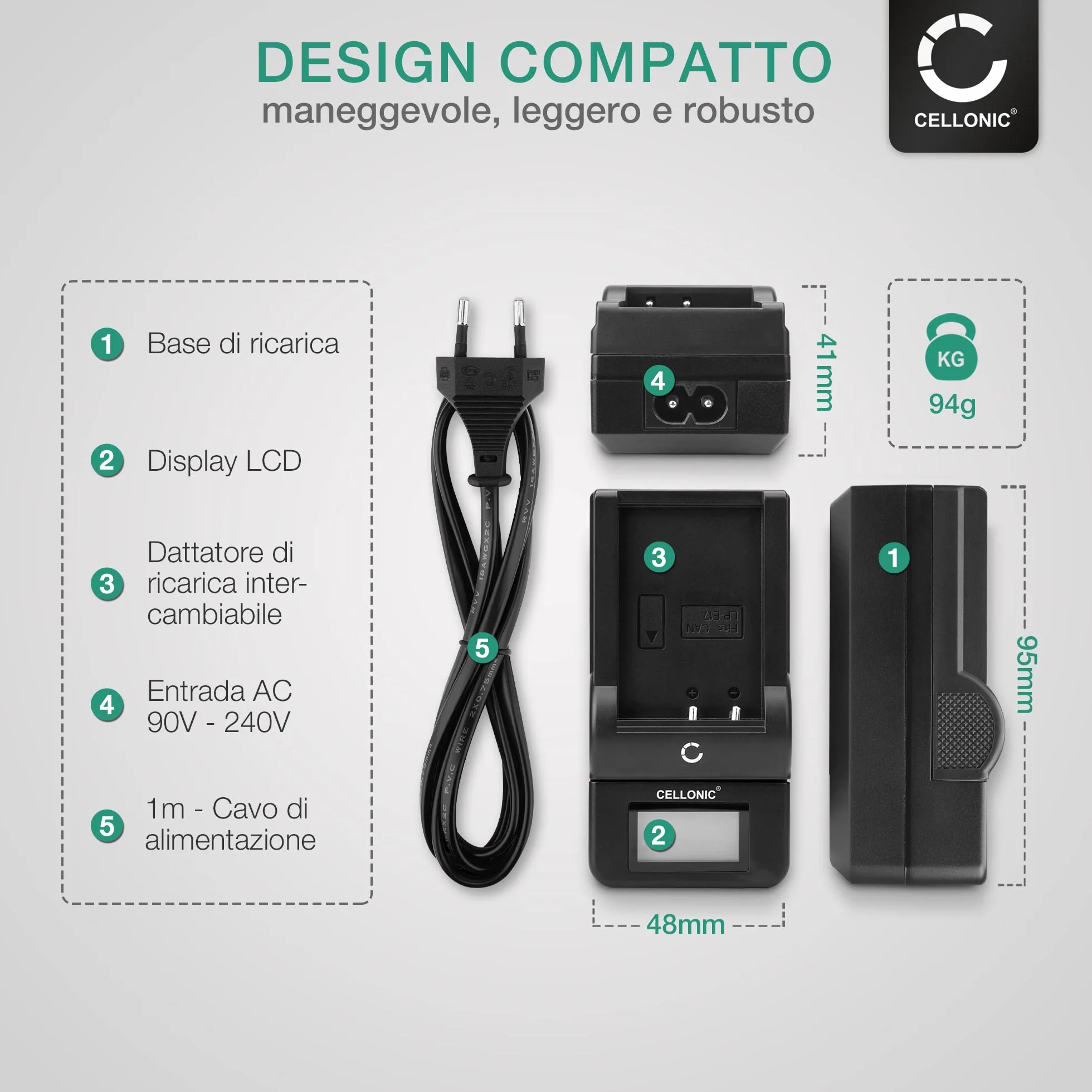 CELLONIC Caricabatteria Veloce compatibile Garmin Alpha 100 Montana 600 610 680 680t 650 650t Monterra Caricatore Batteria Cavo di Ricarica Alimentatore