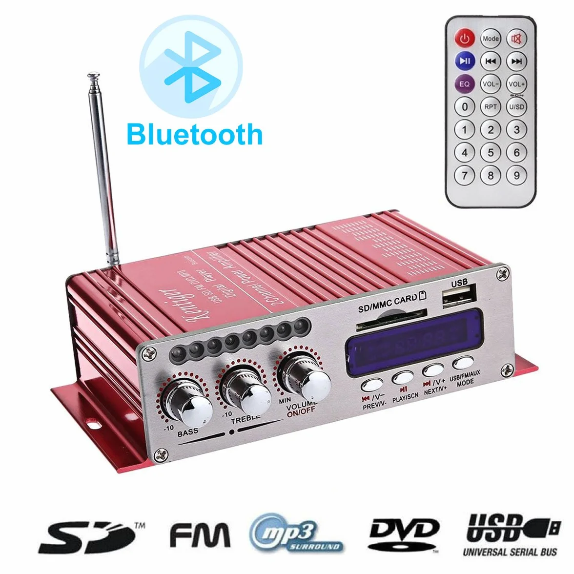 12V Hi-Fi Bluetooth stereo amplificatore audio digitale USB SD FM