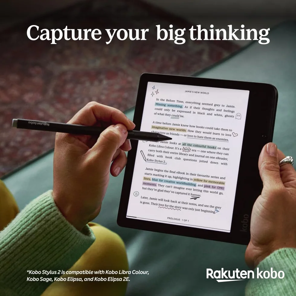 Kobo Stylus 2 USB-C Ricaricabile Compatibile con eReader Libra Colour Sage Elipsa 2E Nero