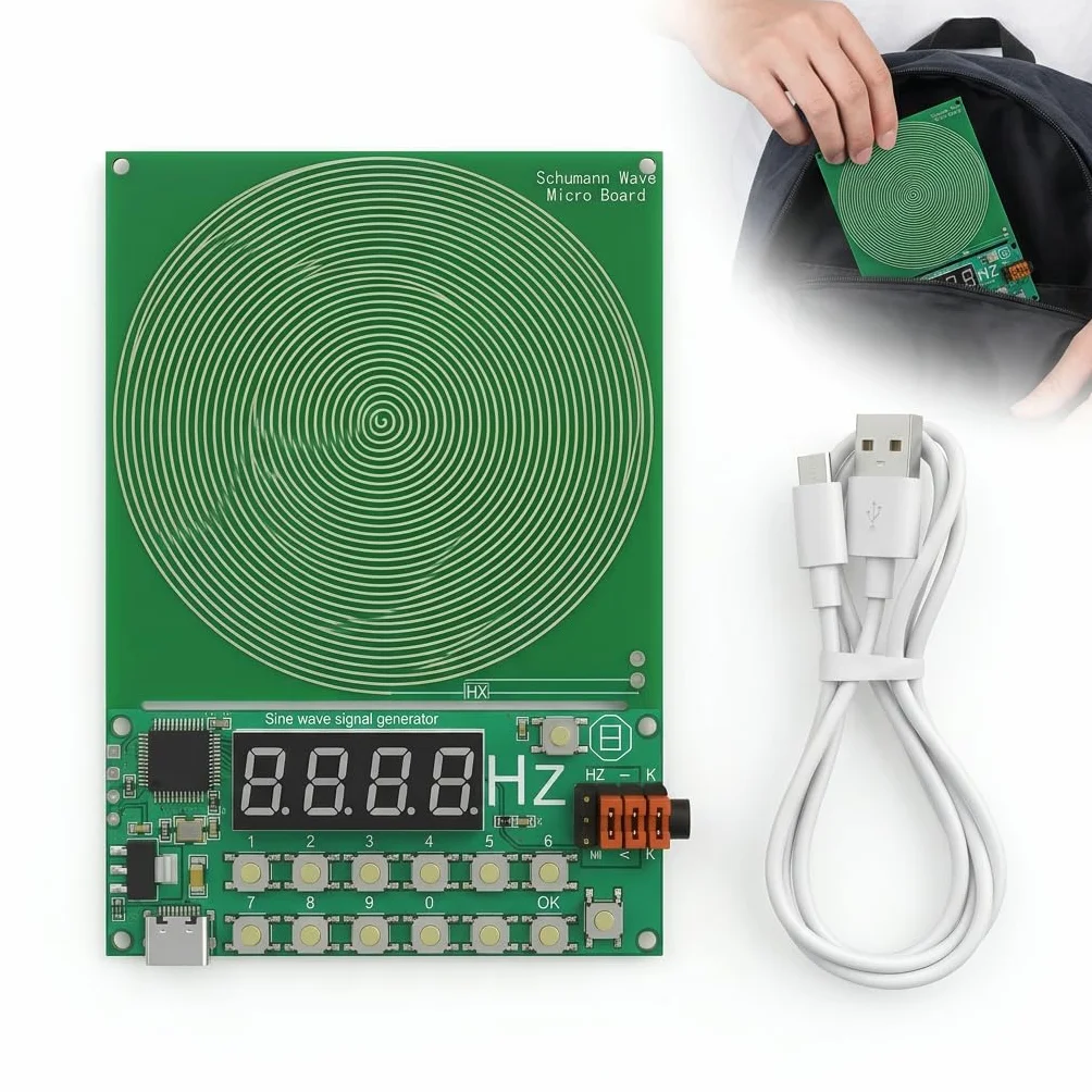 Generatore di frequenza Schumann da 7,83 Hz con display e porta USB, regolabile da 0,01 Hz a 100000 Hz, generatore di risonanza portatile per l'armonia ambientale in casa, in ufficio e per il relax.