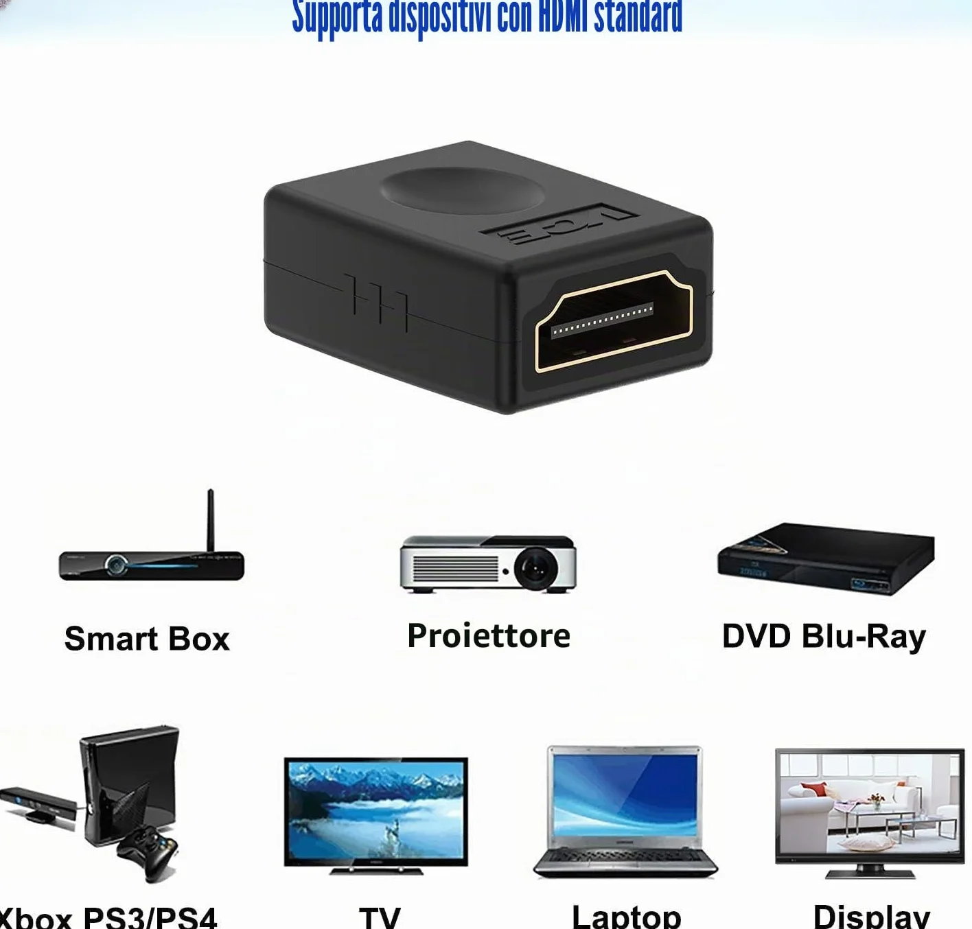 VCE Adattatore HDMI Femmina-Femmina Placcato Oro, Supporta 4K@60Hz HDR ARC, 2 Pezzi