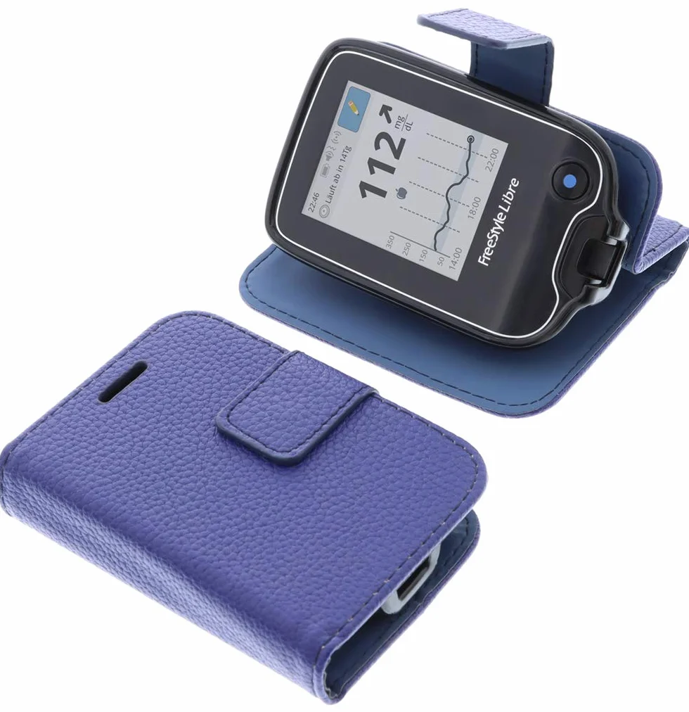 Borsa per Abbott Freestyle Libre 2 Book Style Copertina Blu/Azzurro di Protezione