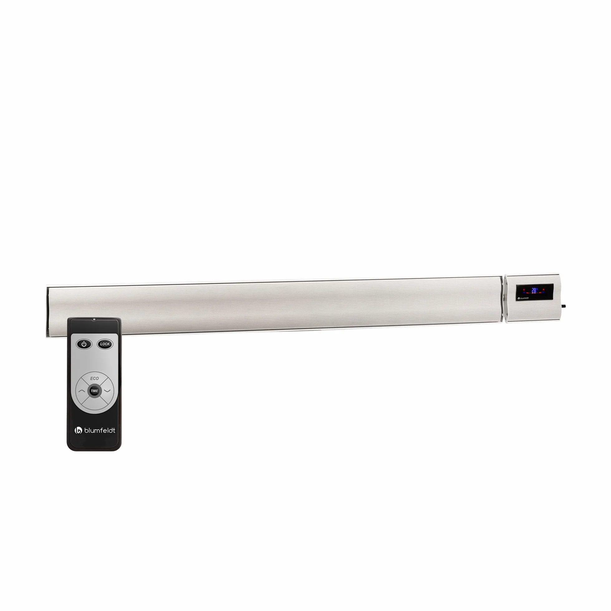 Blumfeldt Stufa Elettrica Basso Consumo con Display LED, Colonnina Elettrica da Giardino 3000W, Termosifone Elettrico, Pannello Radiante Infrarossi con Telecomando, IP44, No CO2