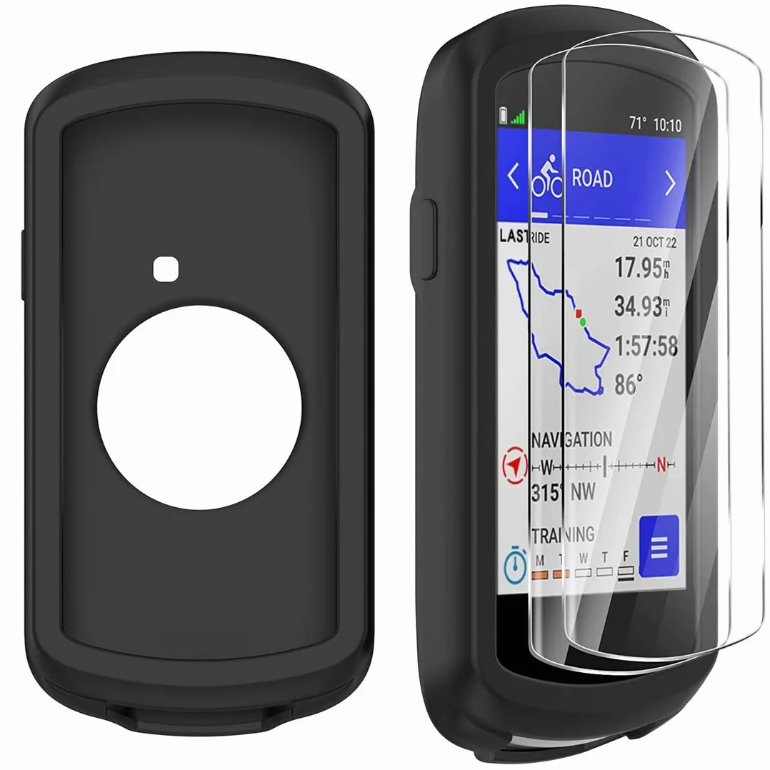Custodia Garmin Edge 1040 Pellicola Vetro Temperato Proteggi Schermo Accessorio Bici GPS (Black)