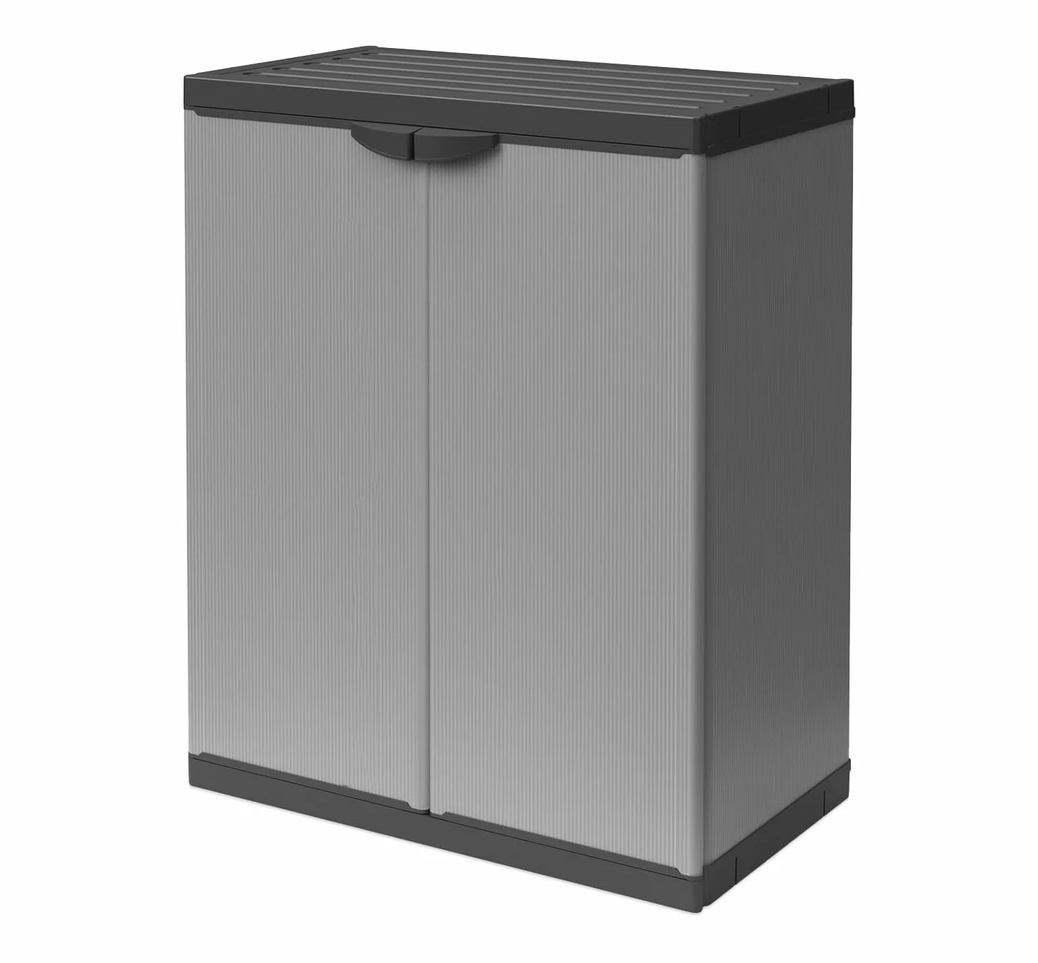 BuyStar Armadio Basso 2 Ante da Esterno 68x40x85h cm Ripiano Interno Maniglie Sistema a Incastro Senza Viti Idrorepellente
