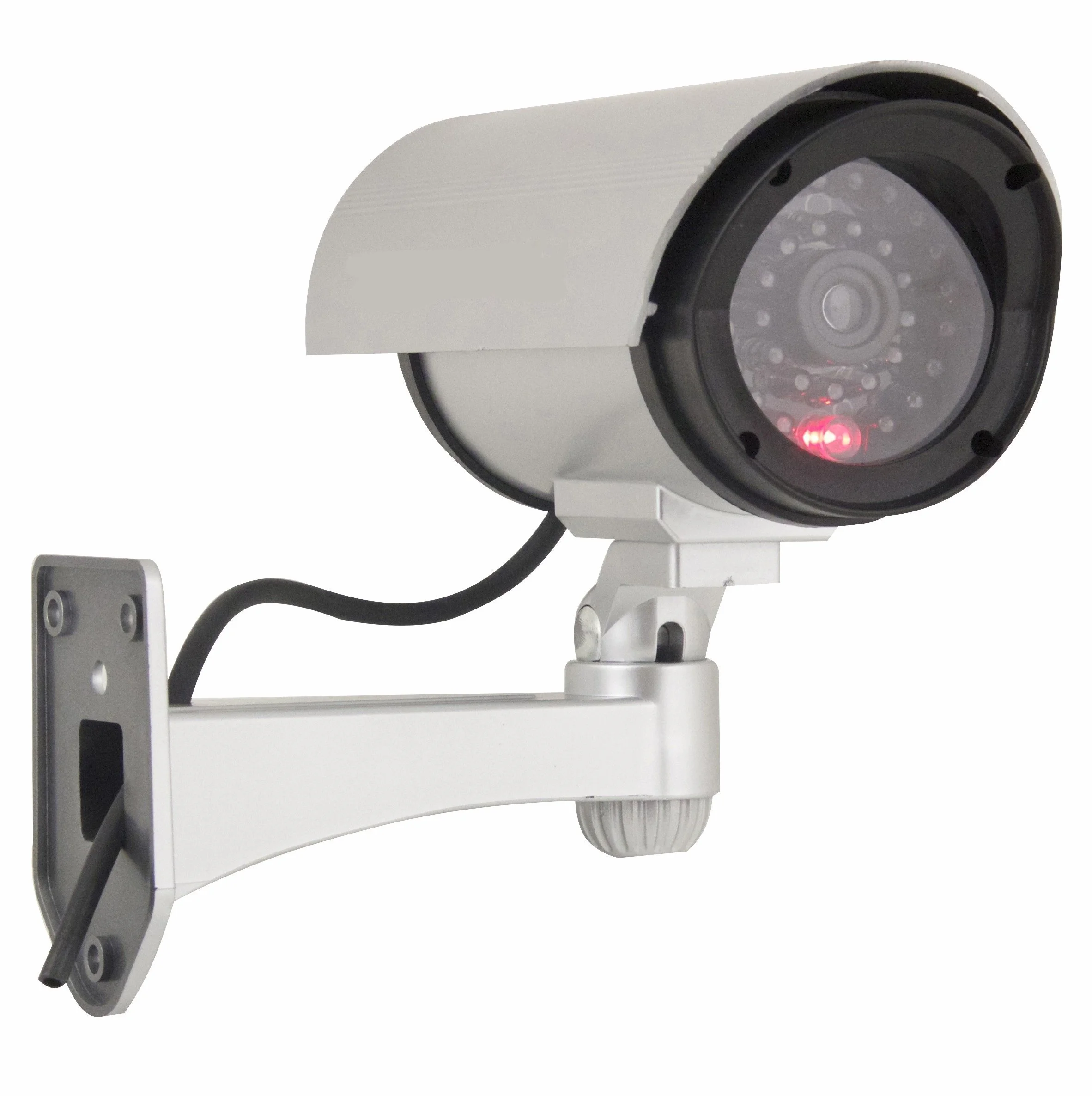 Telecamera di Sorveglianza Finta da Esterno con Luce LED Argento 11 x 20 x 23 cm