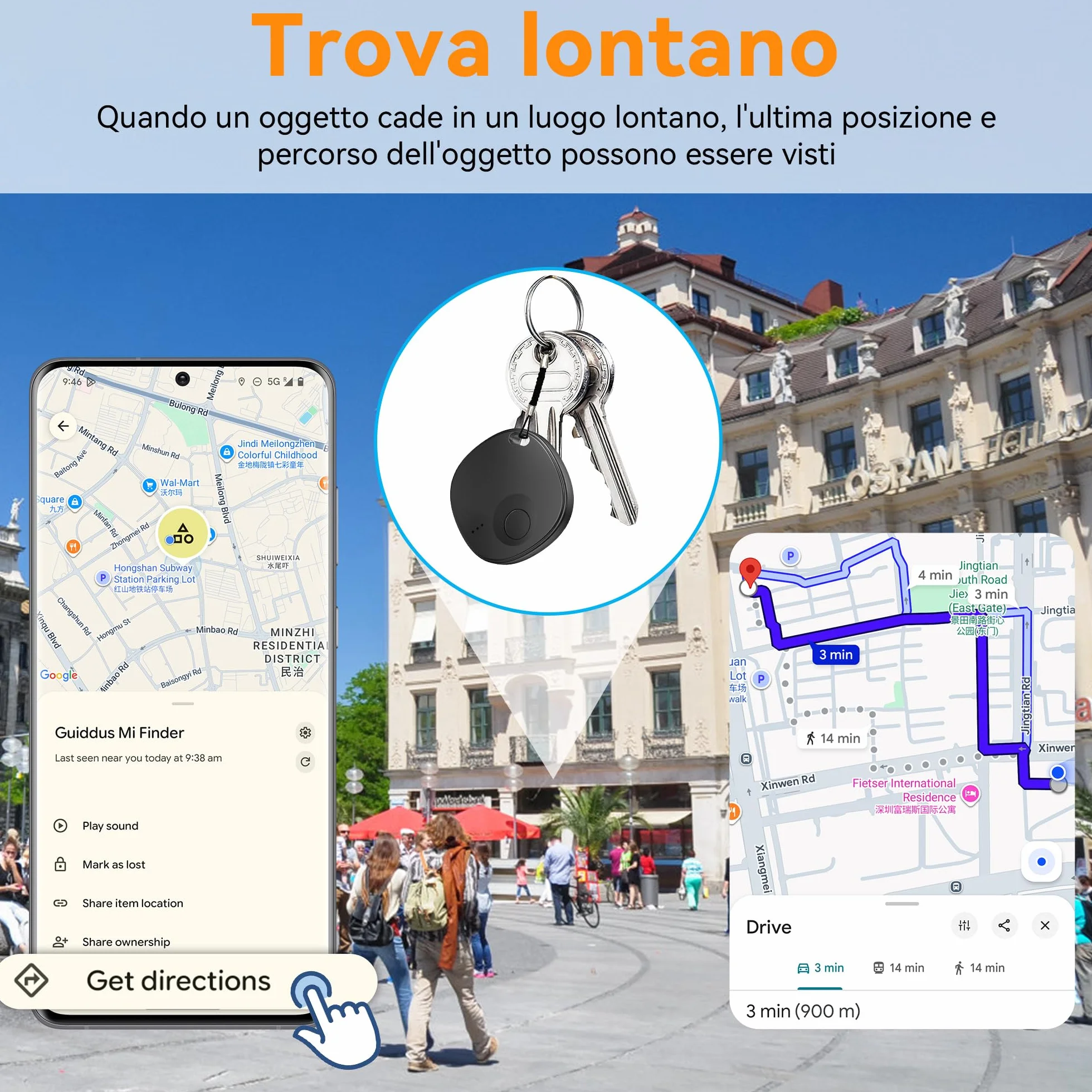 Smart Tag Bluetooth Localizzatore 4 Pezzi Air Tracker Android Compatibile Google Find Hub per Chiavi Bagagli Valigie Portafogli