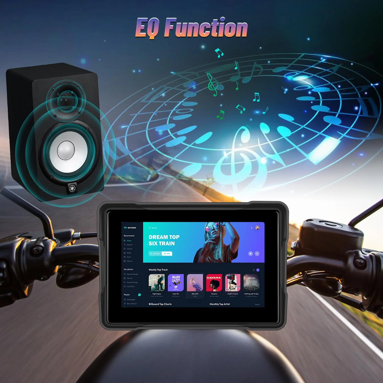 Schermo CarPlay Portatile 5" IP67 Android Auto Touch Screen Impermeabile Doppio Bluetooth GPS