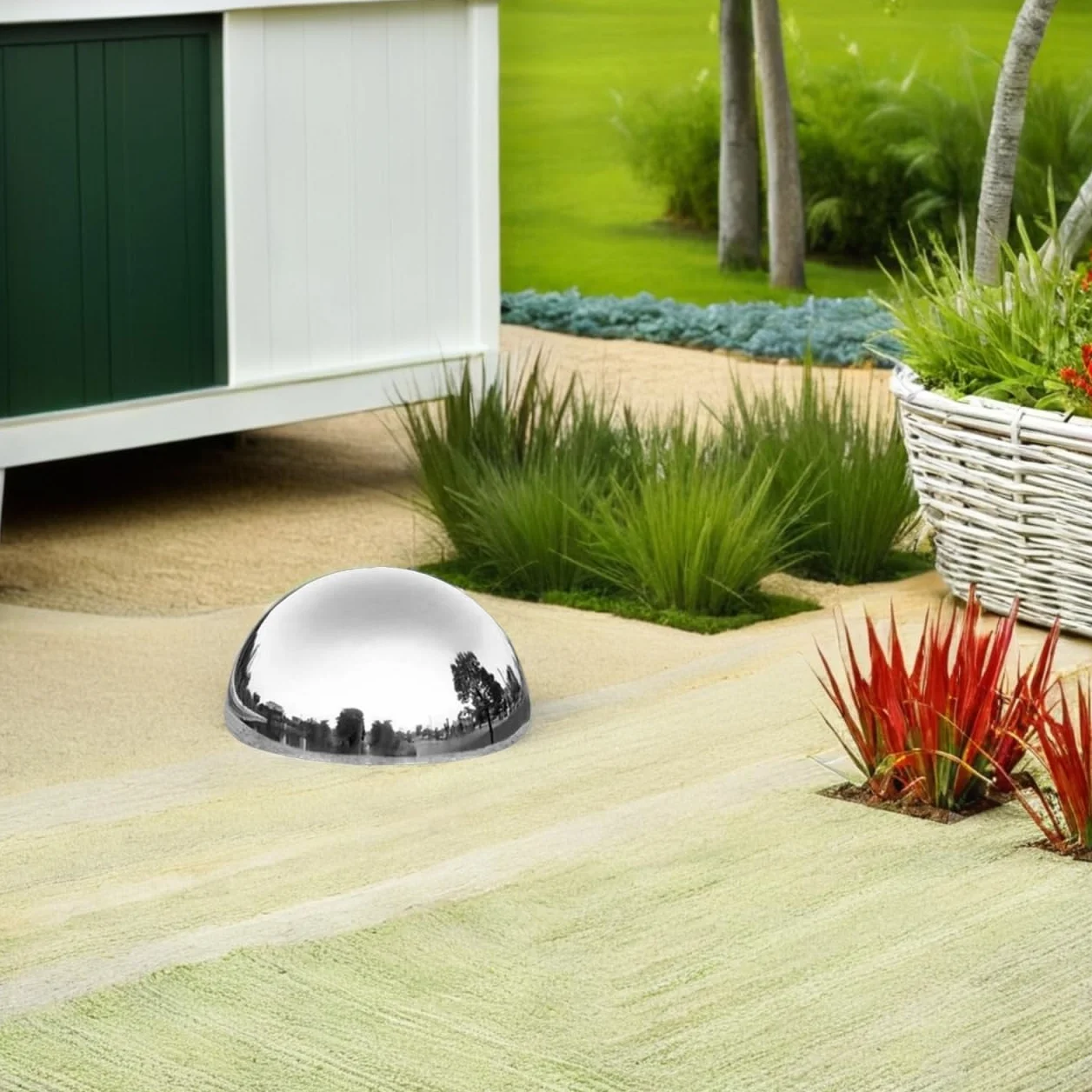 BESPORTBLE 4 sfere da giardino in acciaio inox, 76 – 150 mm, riflettenti, antiruggine, infrangibili, per interni ed esterni, moderne sfere per la decorazione del giardino e della terrazza