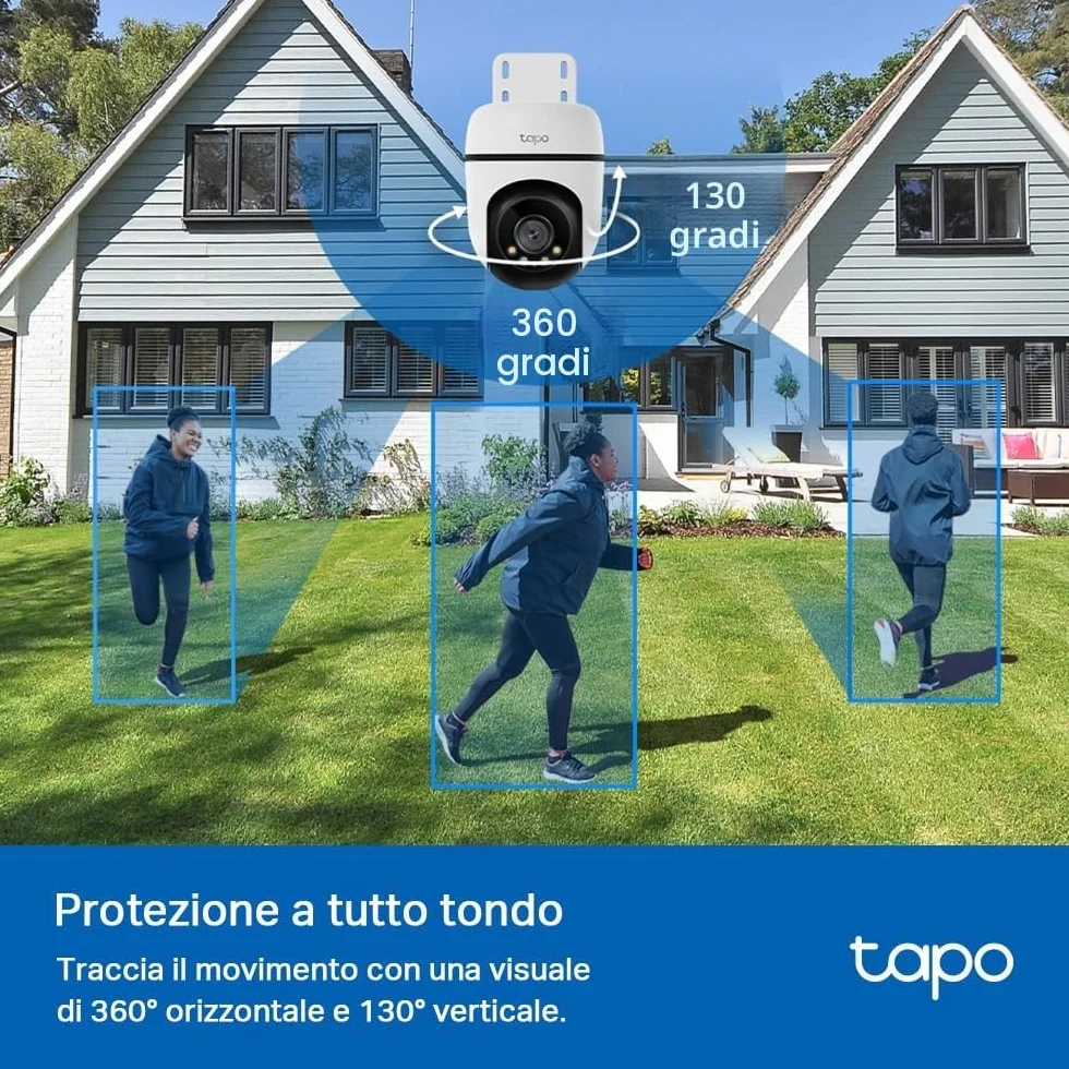 Tapo C500 Telecamera Wi-Fi Esterno FHD 360° IP65 Visione Notturna a Colori Rilevamenti Smart AI