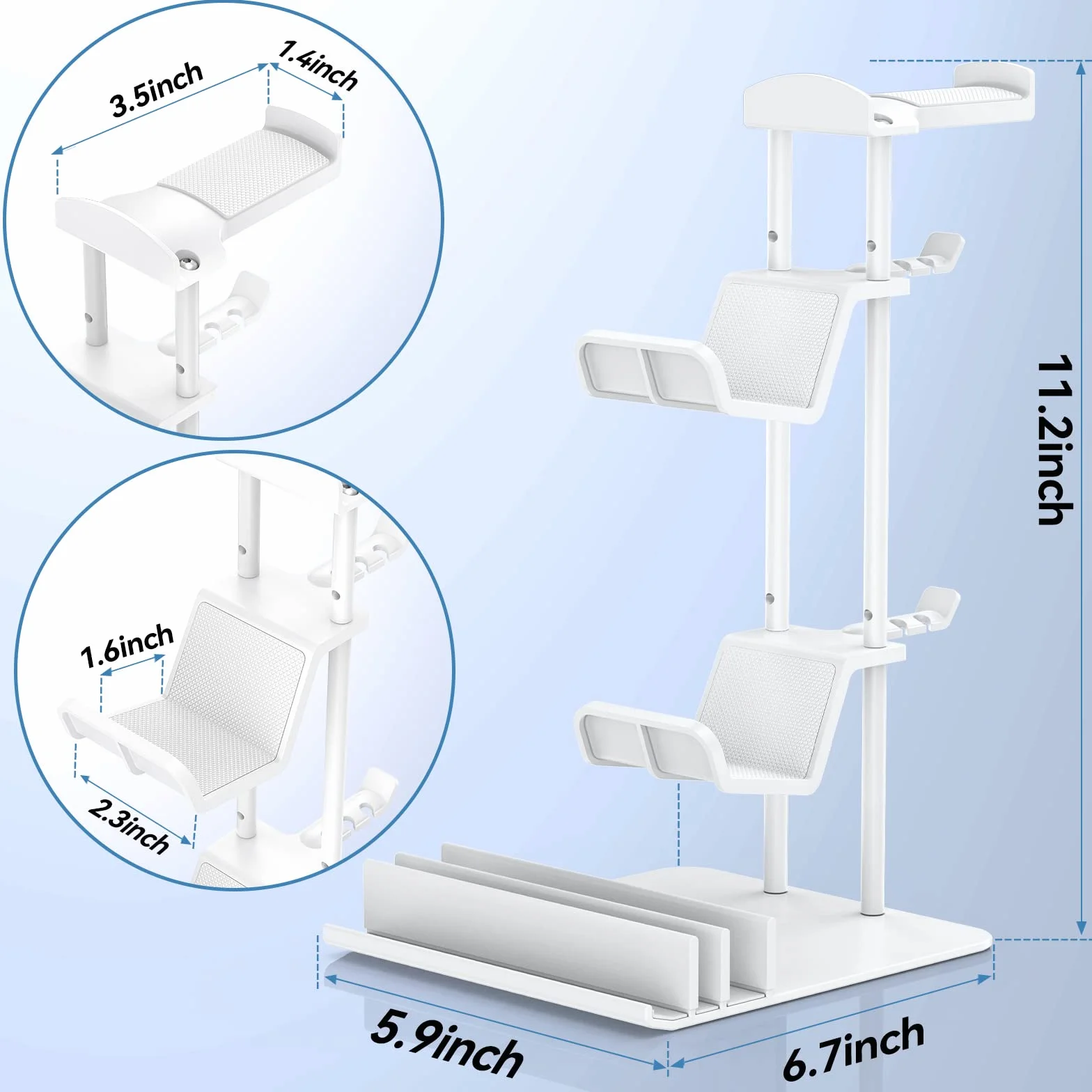 KDD Porta Cuffie Gaming da Scrivania in Alluminio, Stand Supporto Universale per Controller/Switch/iPad/Telefono, Bianco