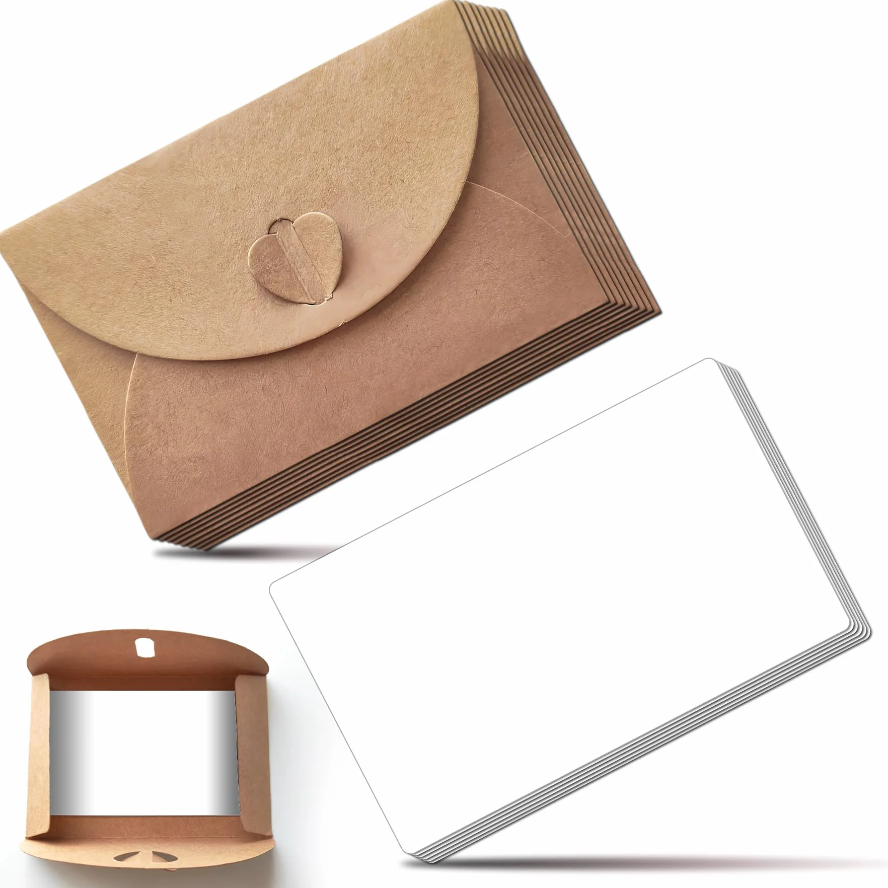 Buste di Carta Kraft Retro con Chiusura a Cuore 25 Pezzi per Biglietti di Auguri e Inviti