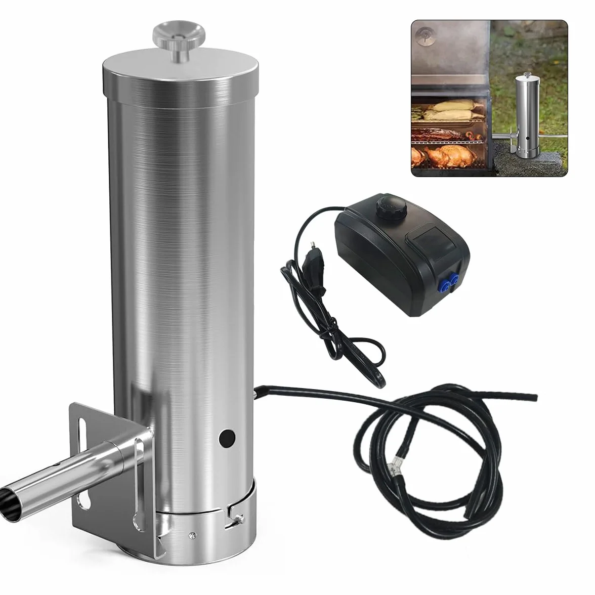 Generatore di Fumo Freddo in Acciaio Inox, Barbecue in Acciaio Inox Affumicatore a Freddo con Coperchio e Pompa, Generatore di Fumo Freddo per Griglia Forno a Fumo per Pesce Affumicato, Carne