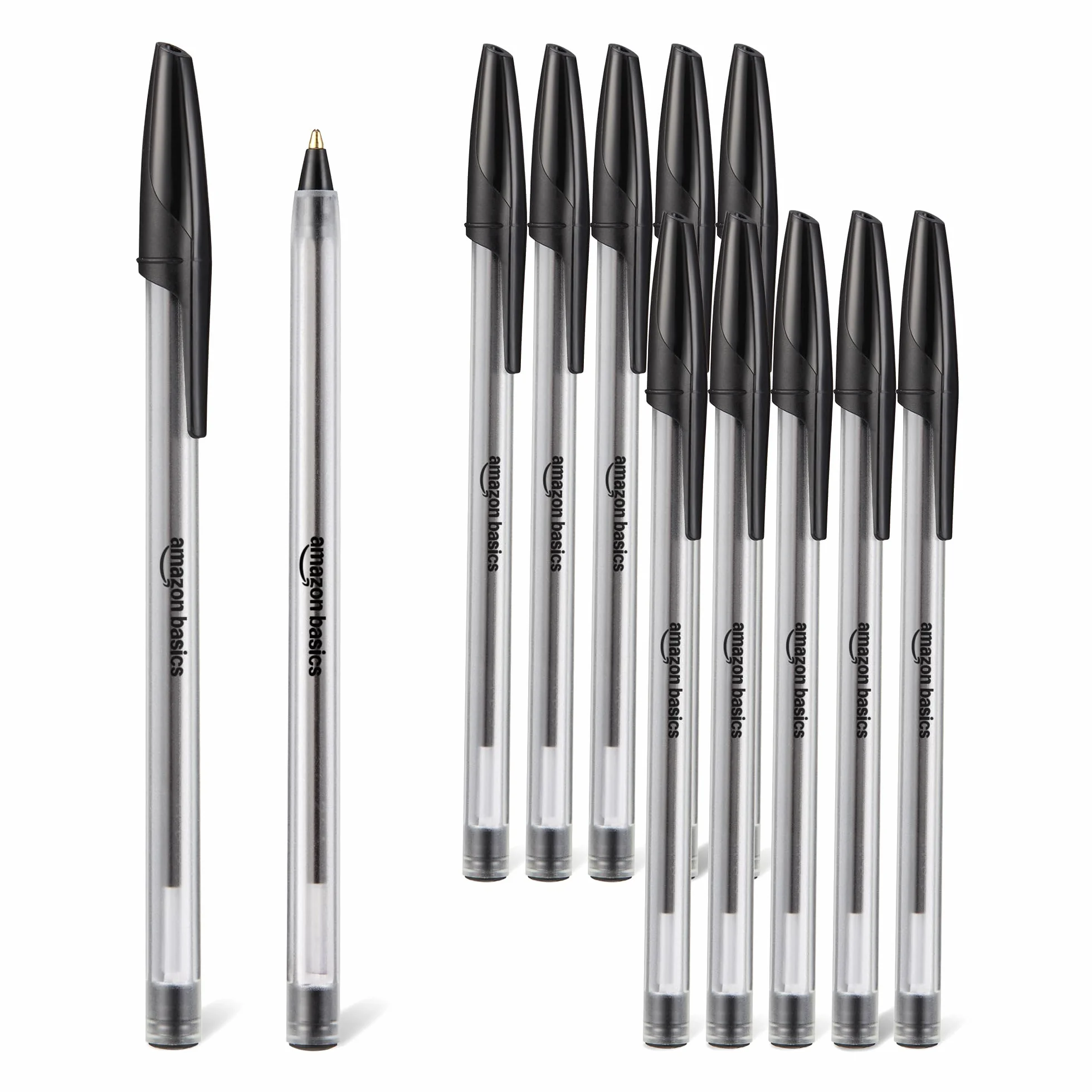 Amazon Basics Set di Penne a Sfera Punta da 1,0 mm Inchiostro Nero Confezione da 12