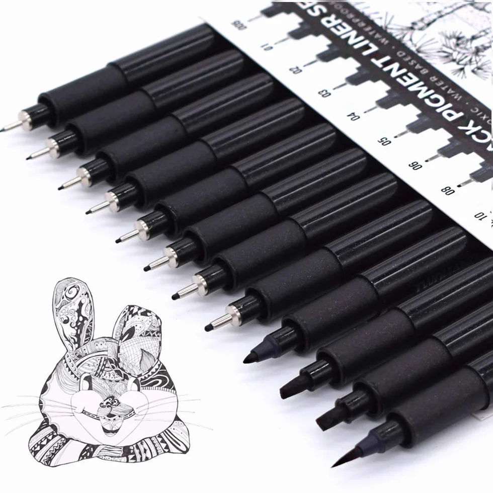 TWOHANDS Penne da disegno Fineliner Nero Punta Fine Pigment Liner impermeabile