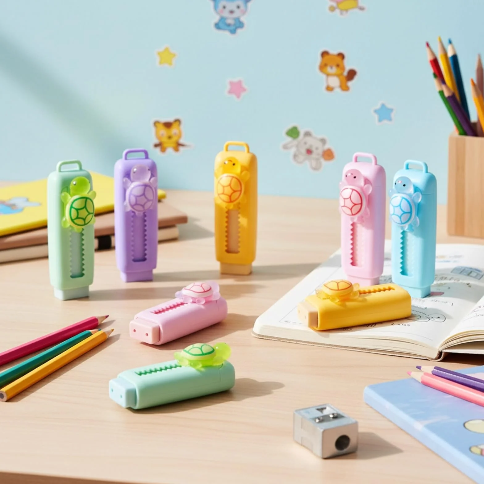 Gomme da cancellare retrattili a forma di animali 10 pezzi per bambini