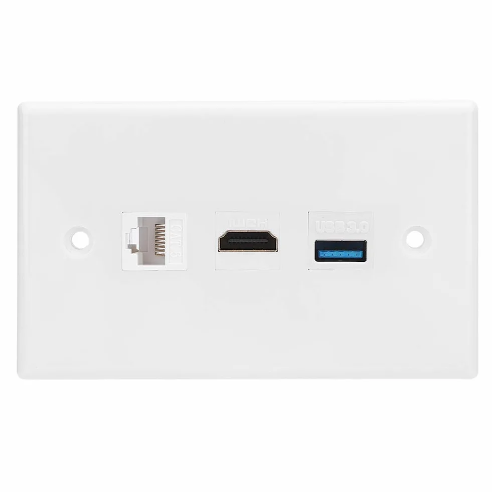 Piastra a muro Ethernet Cat6 HDMI USB 3.0 Pannello portatile multiplo