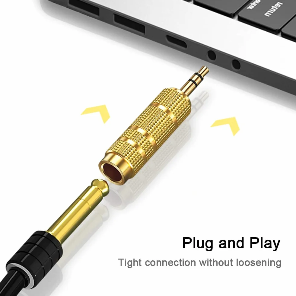Adattatore Jack Stereo 6,35mm Maschio a 3,5mm Femmina per Chitarra Cuffie