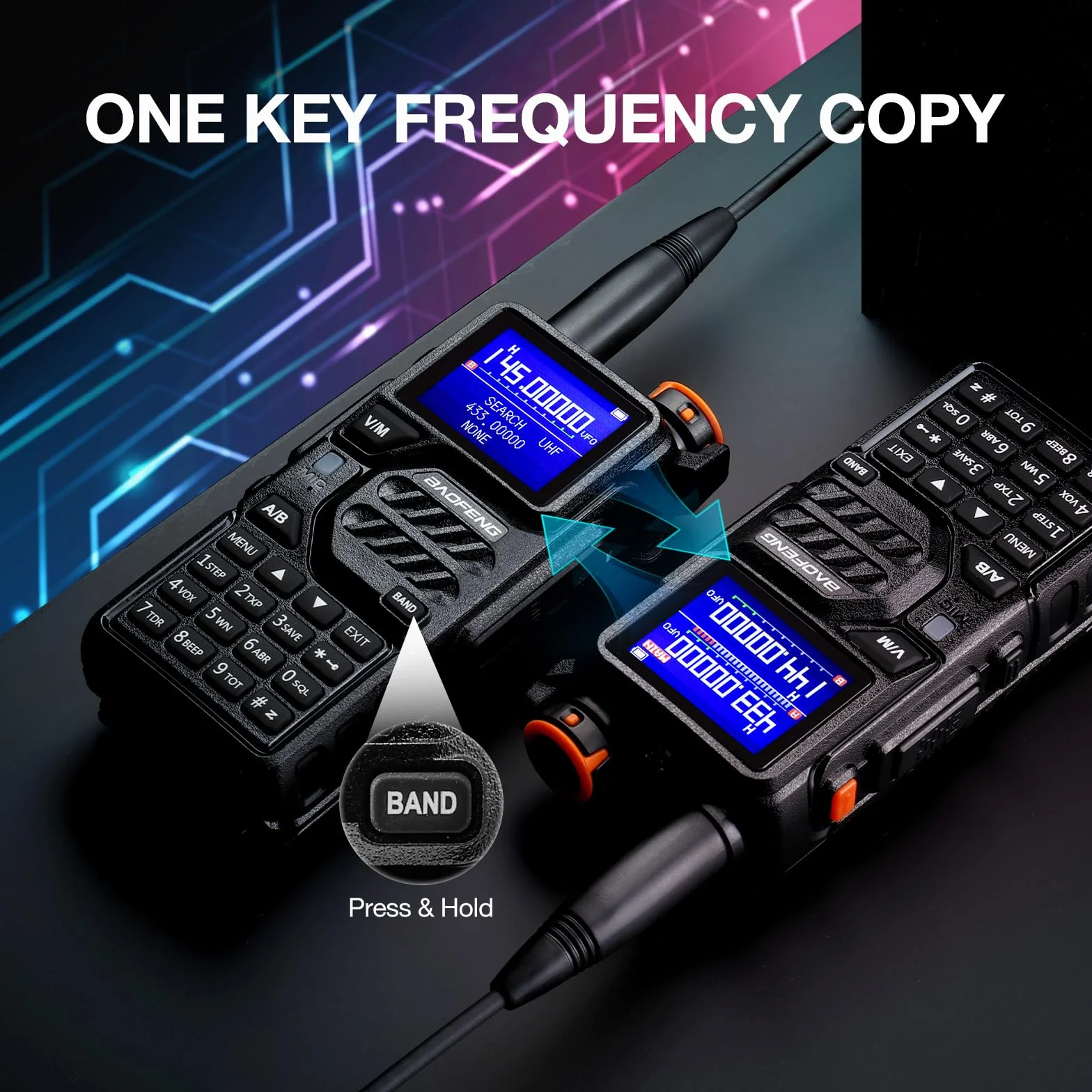 BAOFENG K5PLUS Radio amatoriale a tre bande UHF VHF 1.25 m 10 W 999 CH portatile