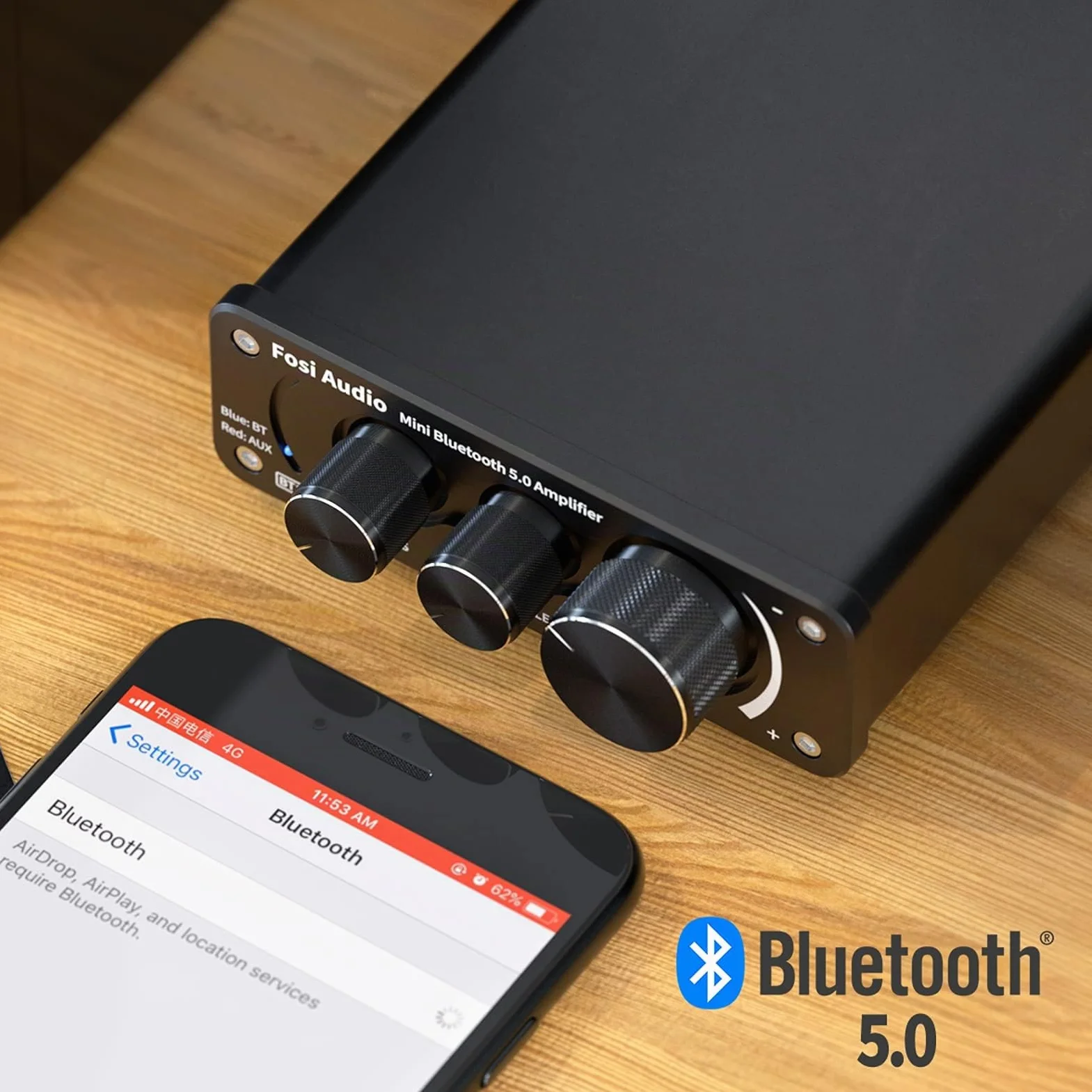 Fosi Audio BT10A Amplificatore Bluetooth 5.0 TPA3116 50Wx2 HiFi Stereo Classe D 2.0 Canali