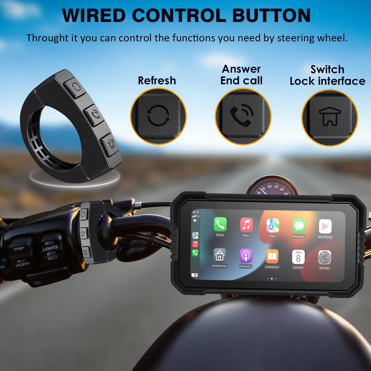 Wireless CarPlay Android Auto Schermo Moto 6,25 Pollici Touchscreen IP67 GPS Dual Bluetooth Telecomando