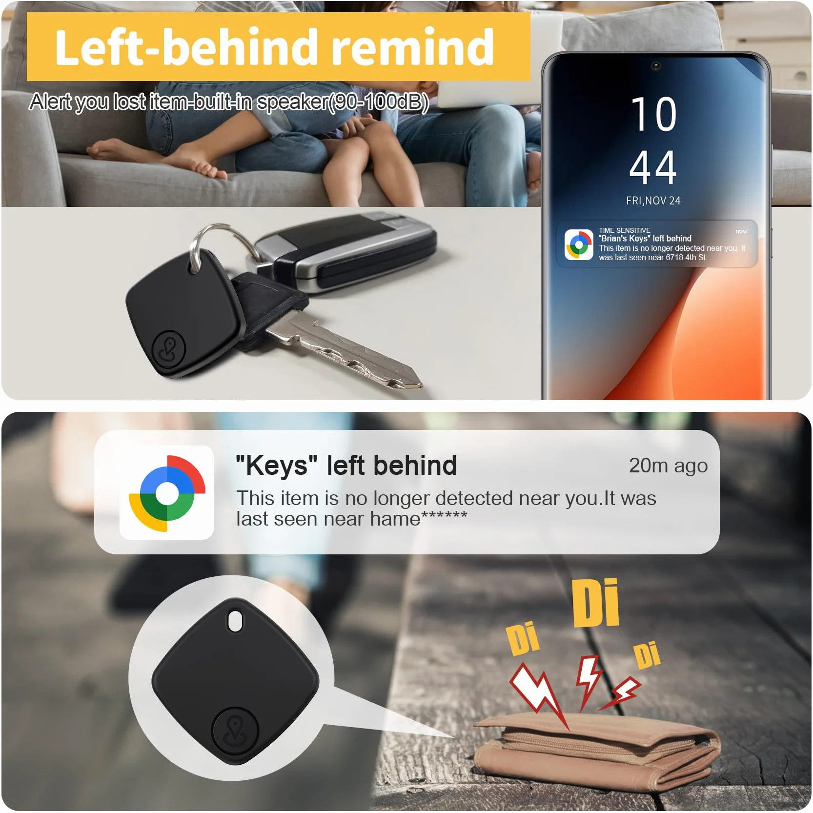 Air Tracker Android 4 Pezzi Smart Tracker Bluetooth Localizzatore Chiavi Bagagli Valigie Portafogli Nero