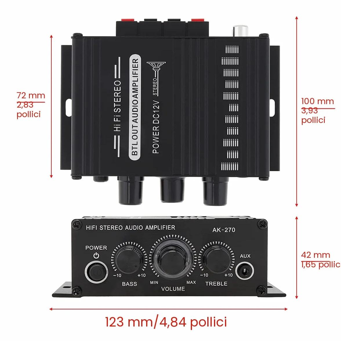 Amplificatore di potenza audio 2 canali classe D AUX USB/SD per karaoke home theater